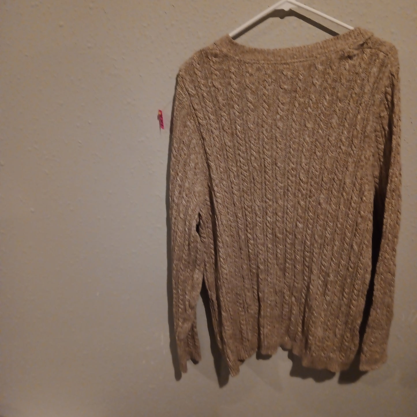 Croft & Barrow V Neck Tan Long Sleeve Cable Knit Sweater - Gently Used