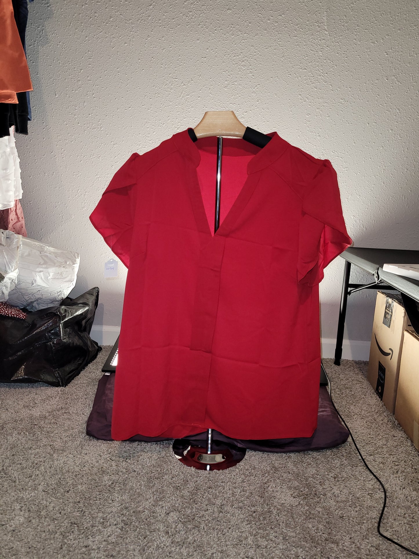 Burgudy Red V Neck Blouse - New