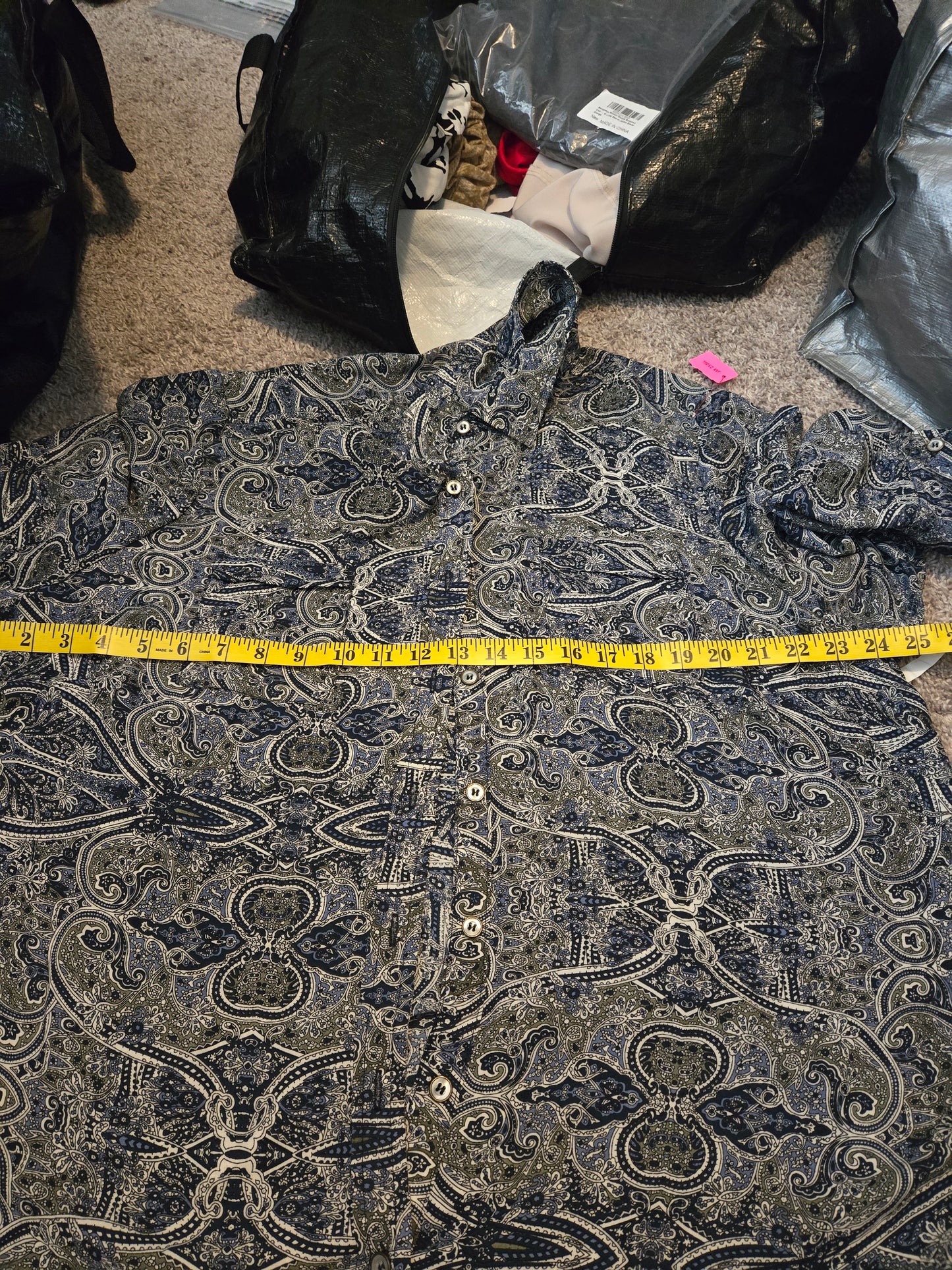 Westport 1962 Blue Paisley Long Sleeve Button Up Blouse XXL - Gently Used