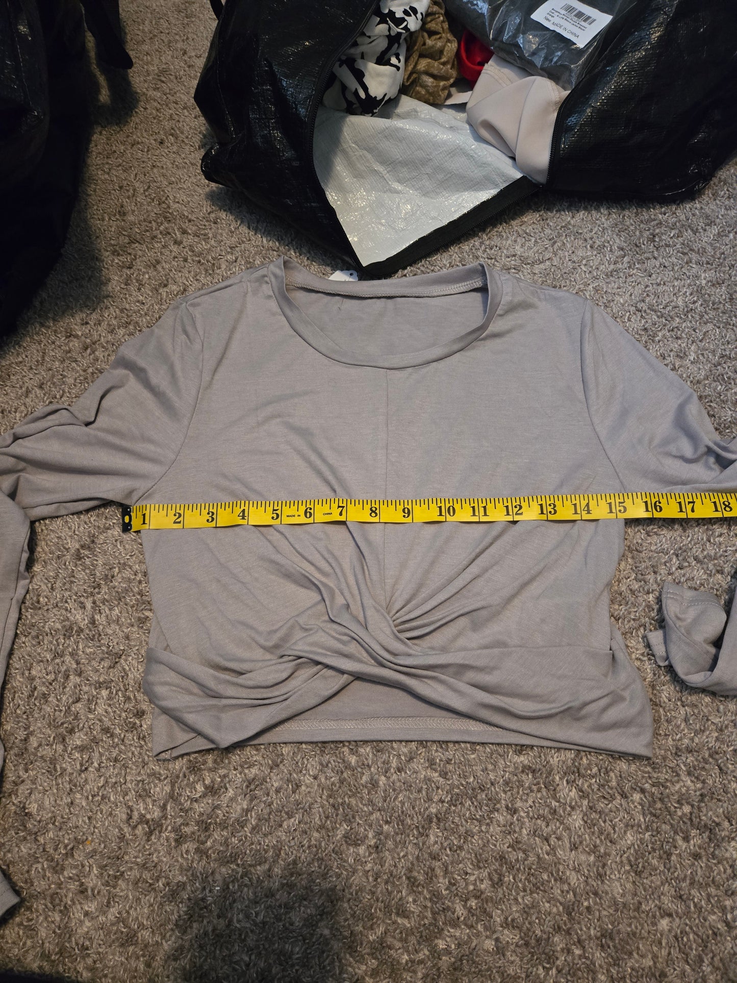 Unbranded Grey Long Sleeve Crop Top - New