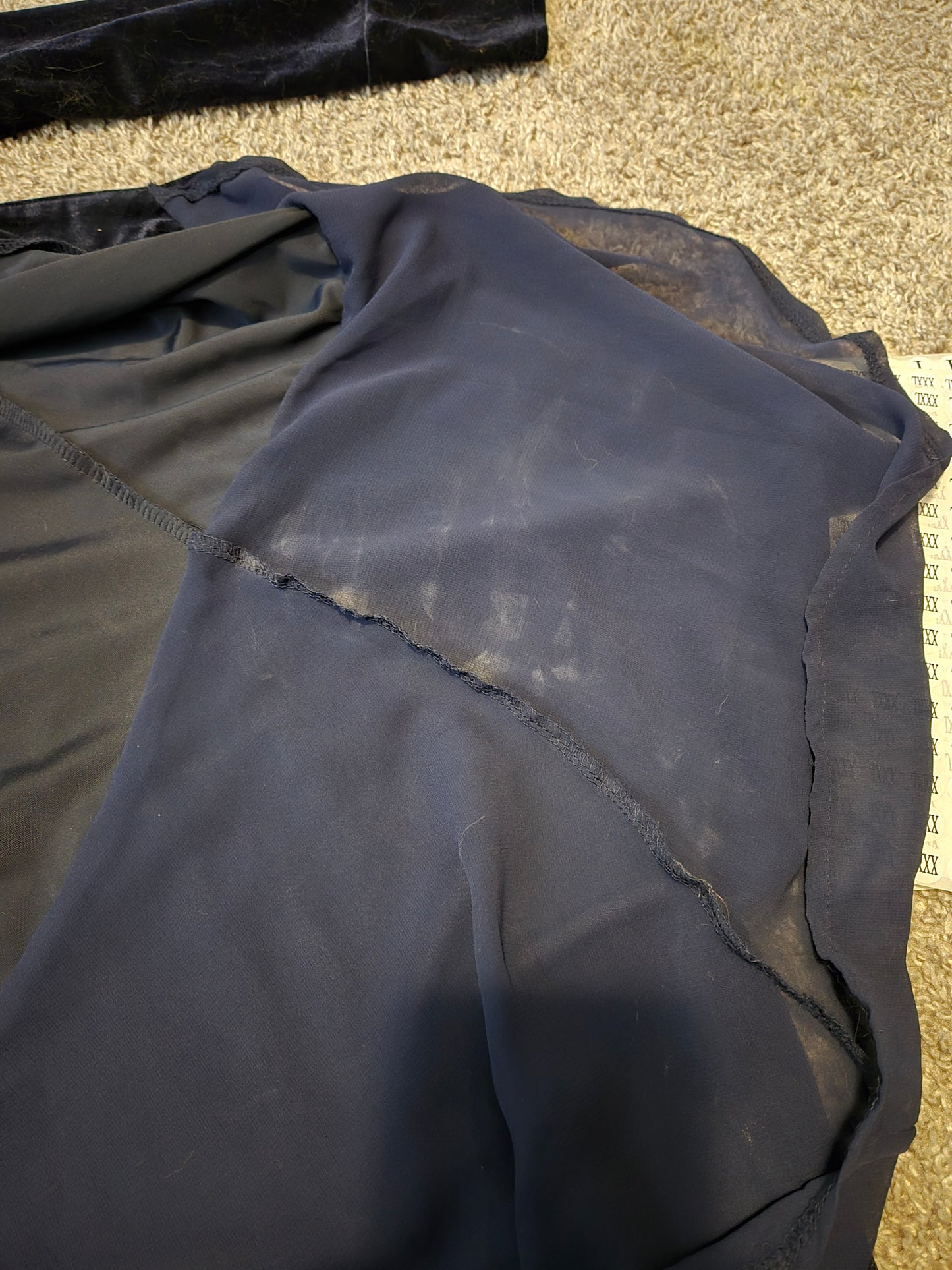 R.Vivimos Velvet Dark Blue Long Sleeve Open Front Shirt