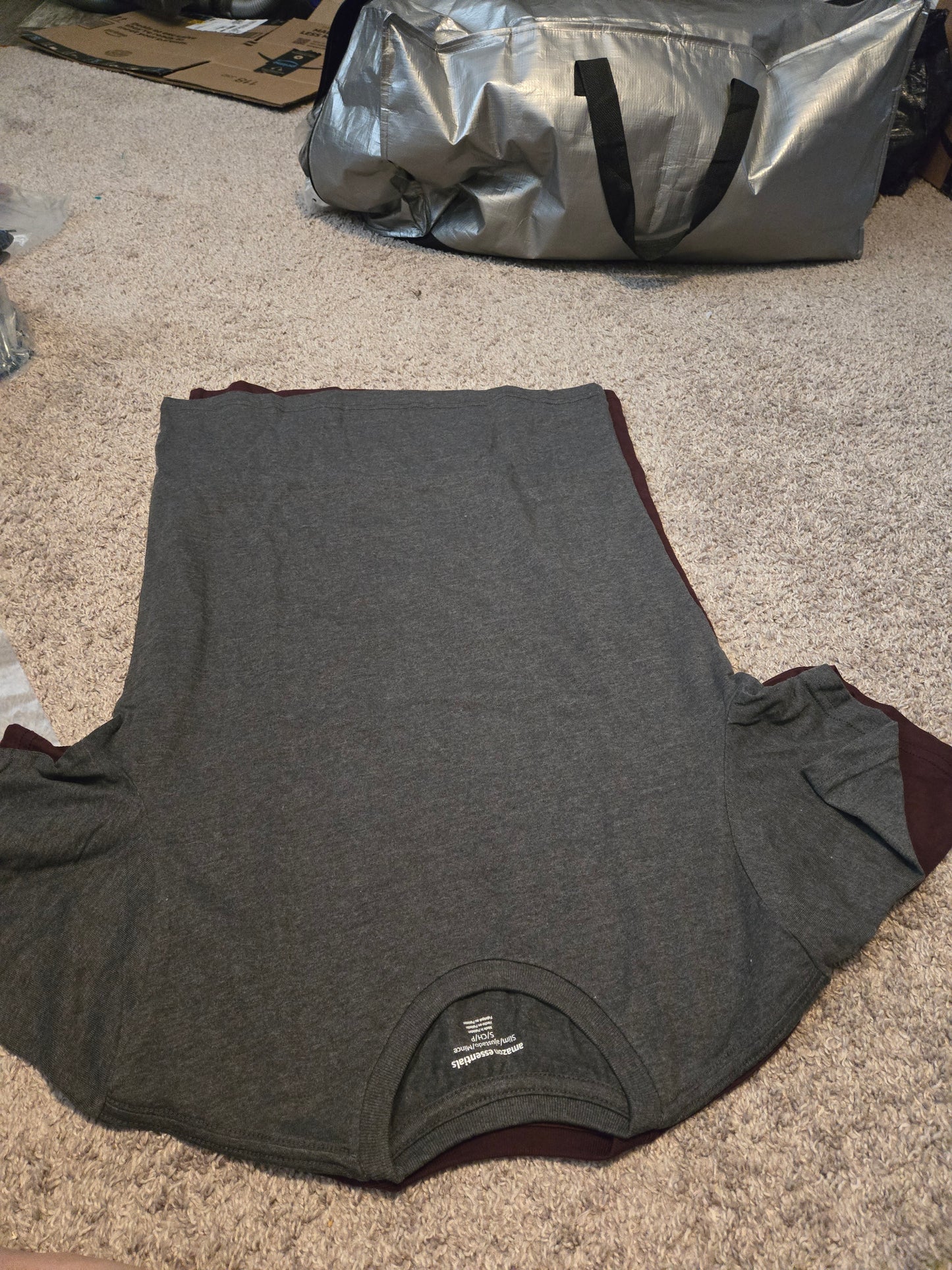2 Pack Gray and Red Amazon Essentials Short Sleeve Shirt