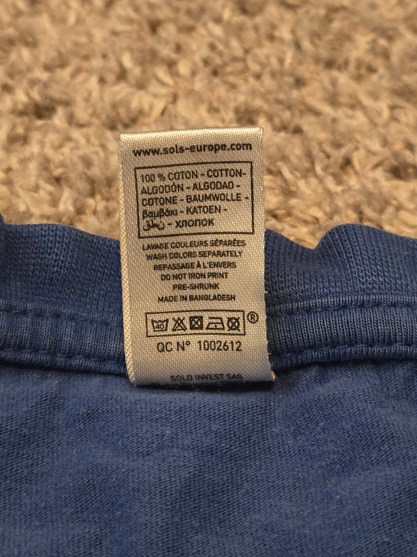 Sol's Blue Short Sleeve TShirt - Gently Used