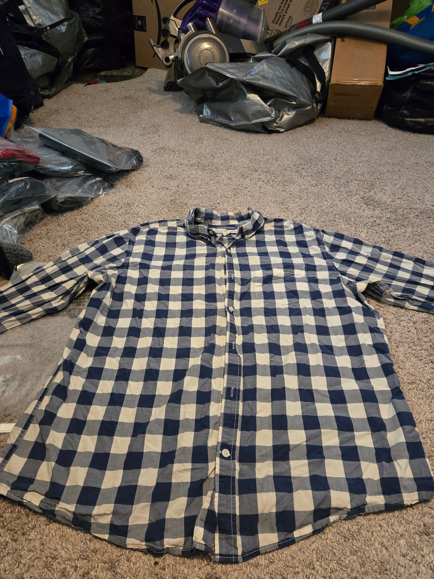 The Clasic Shirt Blue Plaid Long Sleeve Button Up Shirt - Gently Used
