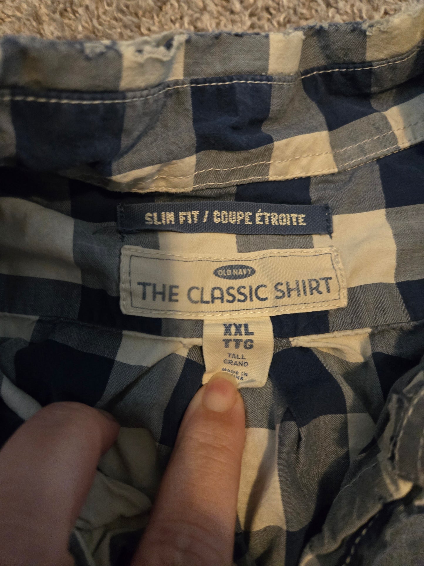 The Clasic Shirt Blue Plaid Long Sleeve Button Up Shirt - Gently Used