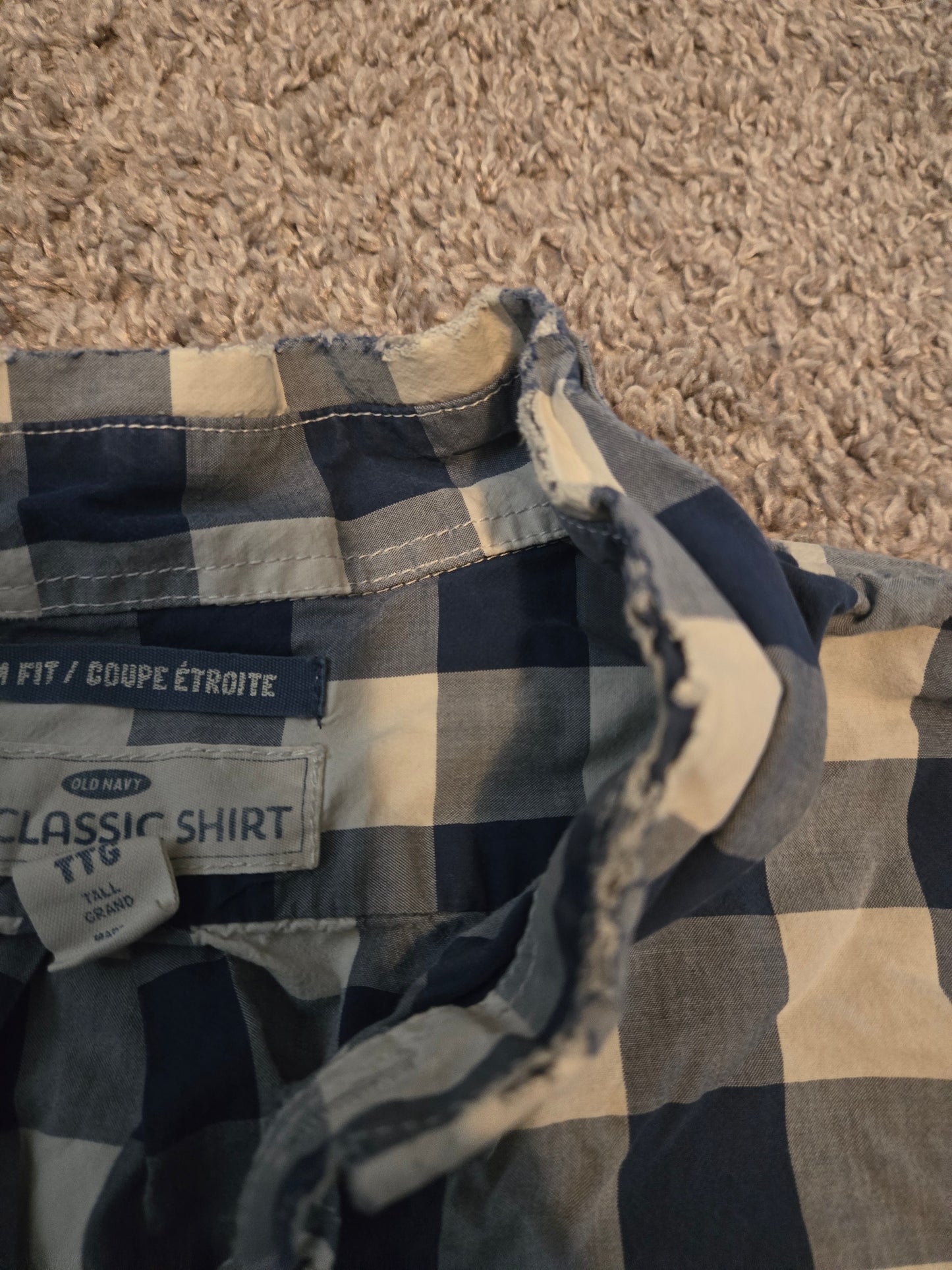 The Clasic Shirt Blue Plaid Long Sleeve Button Up Shirt - Gently Used