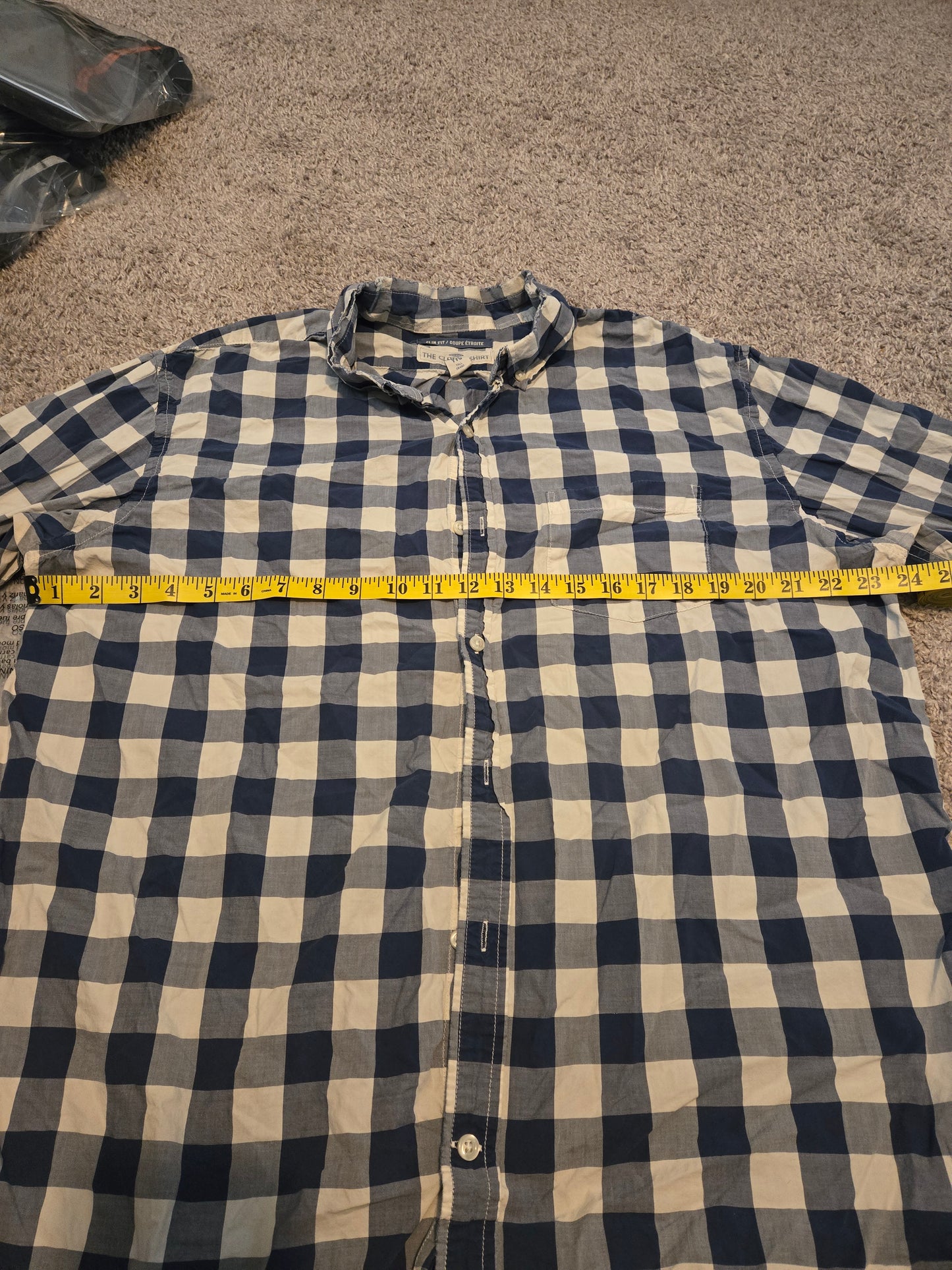 The Clasic Shirt Blue Plaid Long Sleeve Button Up Shirt - Gently Used