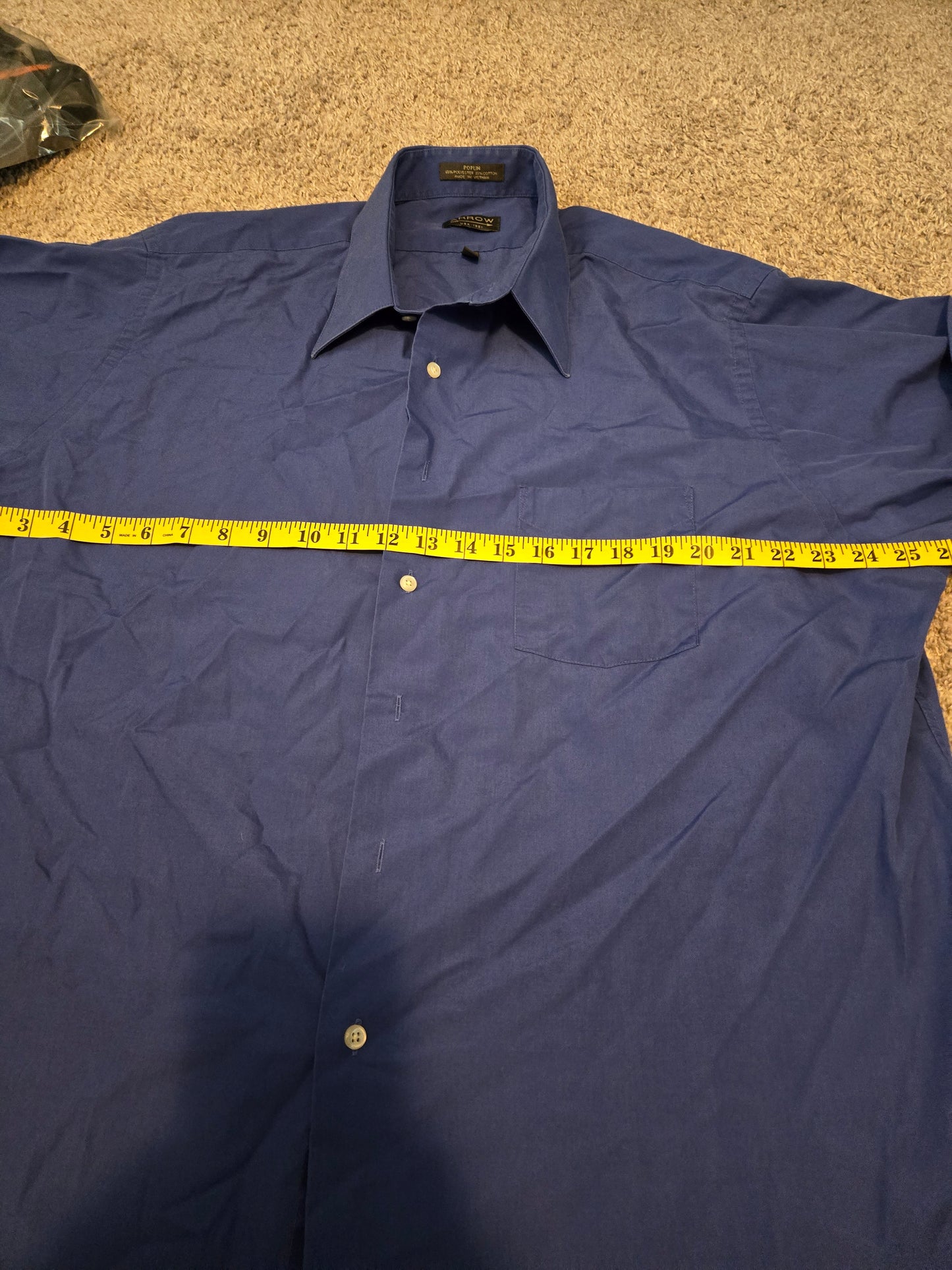Arrow Poplin Blue Long Sleeve Button Up Shirt - Gently Used