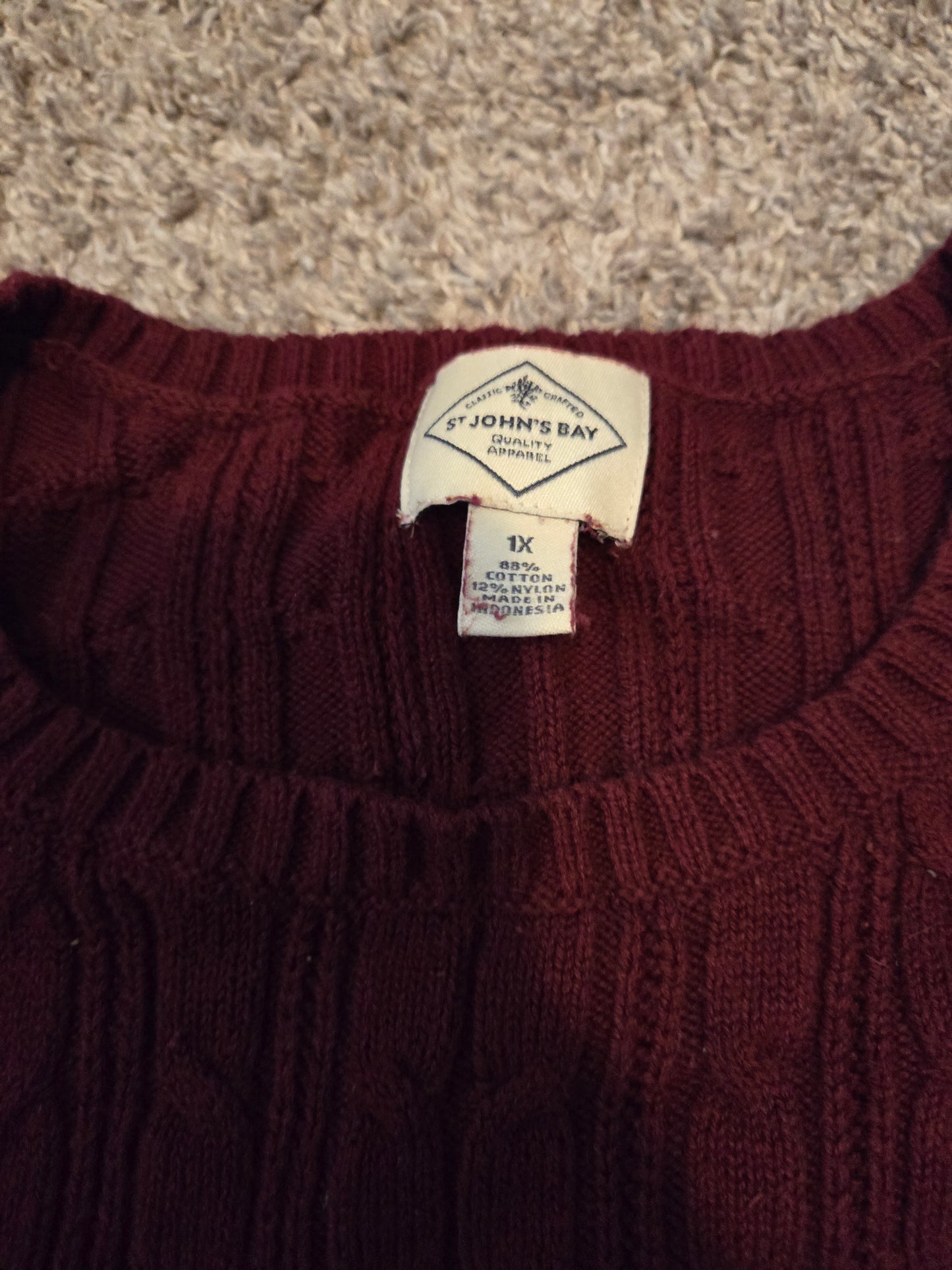 St John's Bay Maroon Purple Knit Sweater - Gently Used