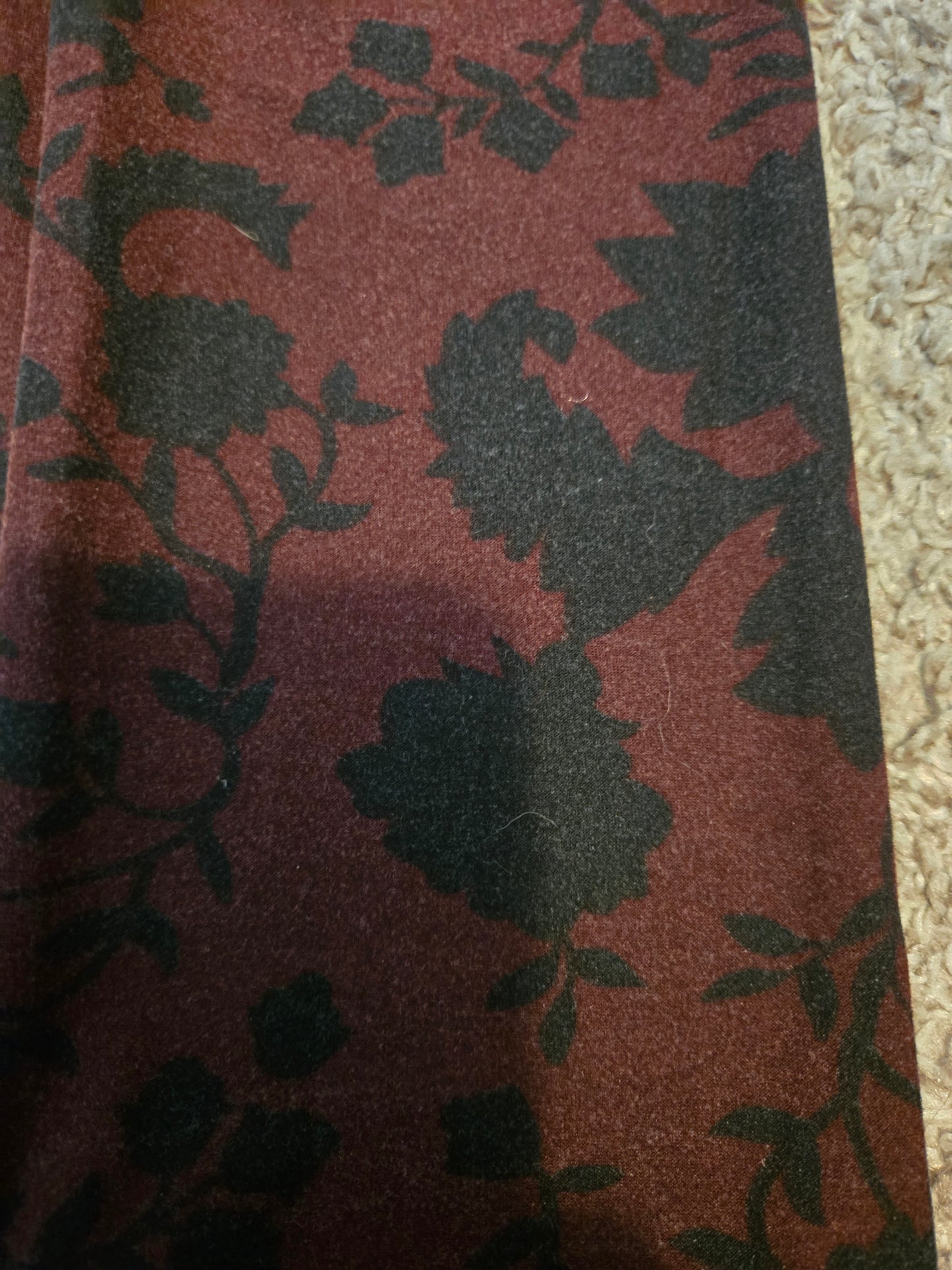 Falls Creek Maroon and Black Floral Leggings - Gently Used