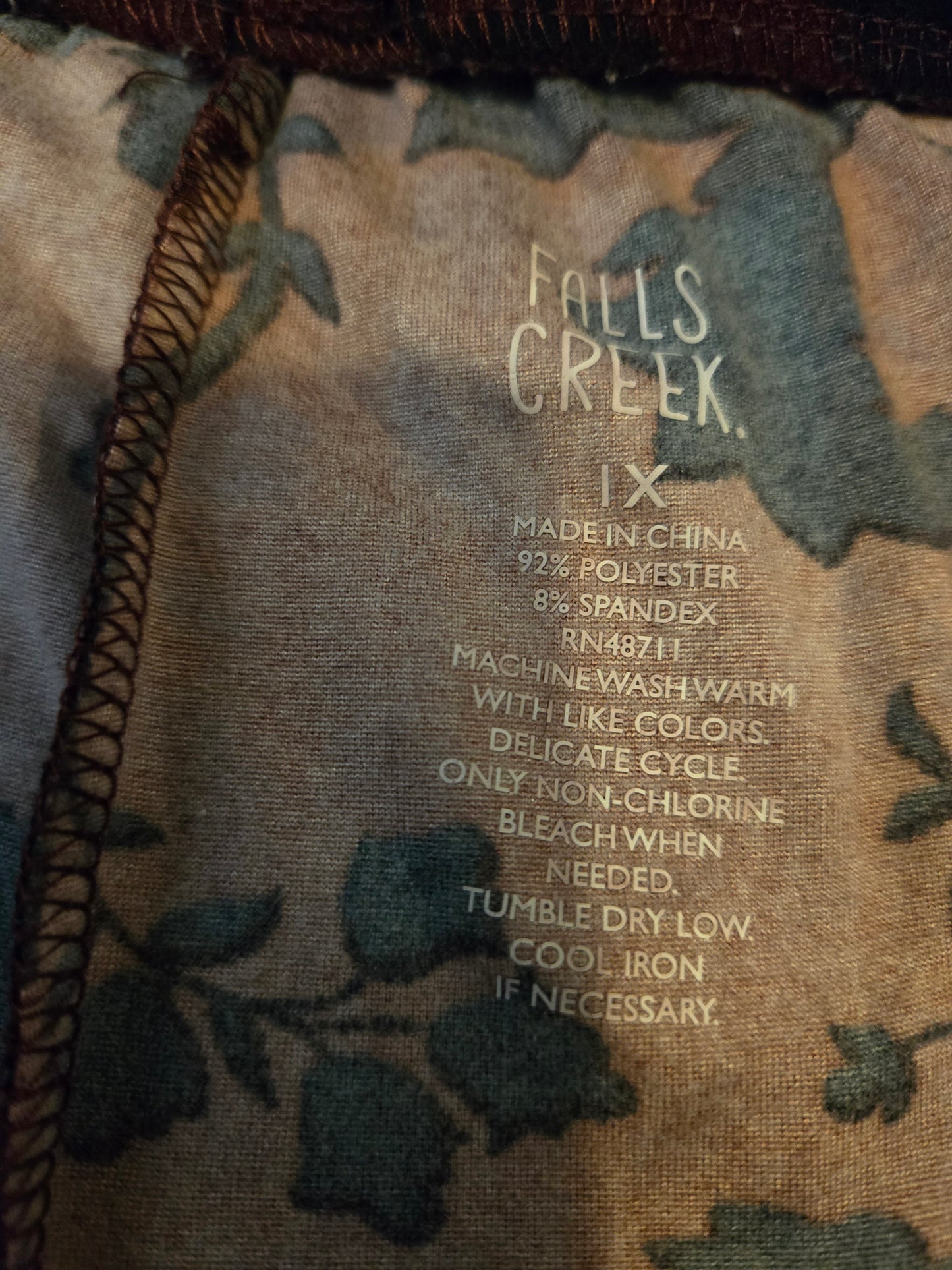 Falls Creek Maroon and Black Floral Leggings - Gently Used