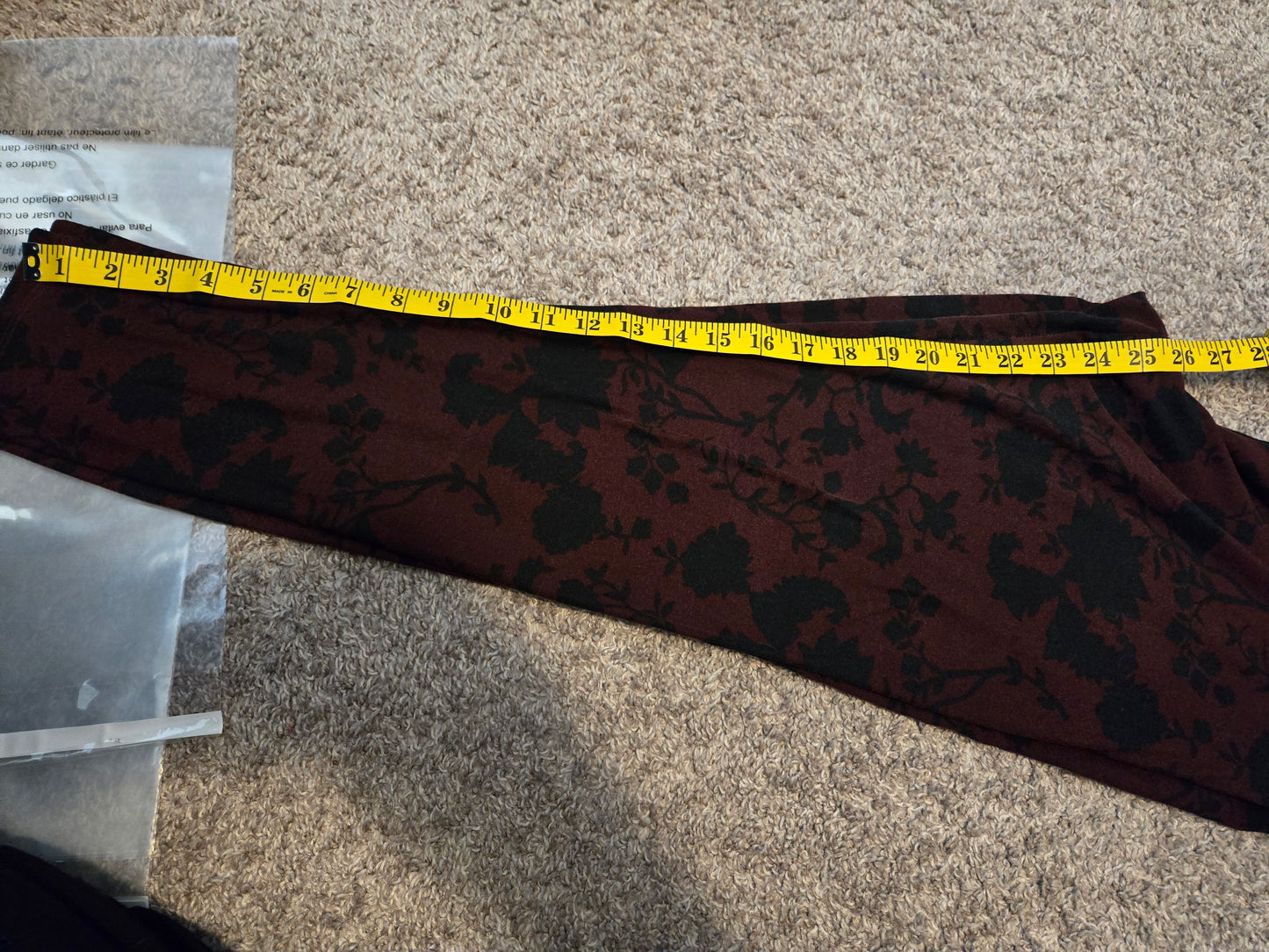 Falls Creek Maroon and Black Floral Leggings - Gently Used