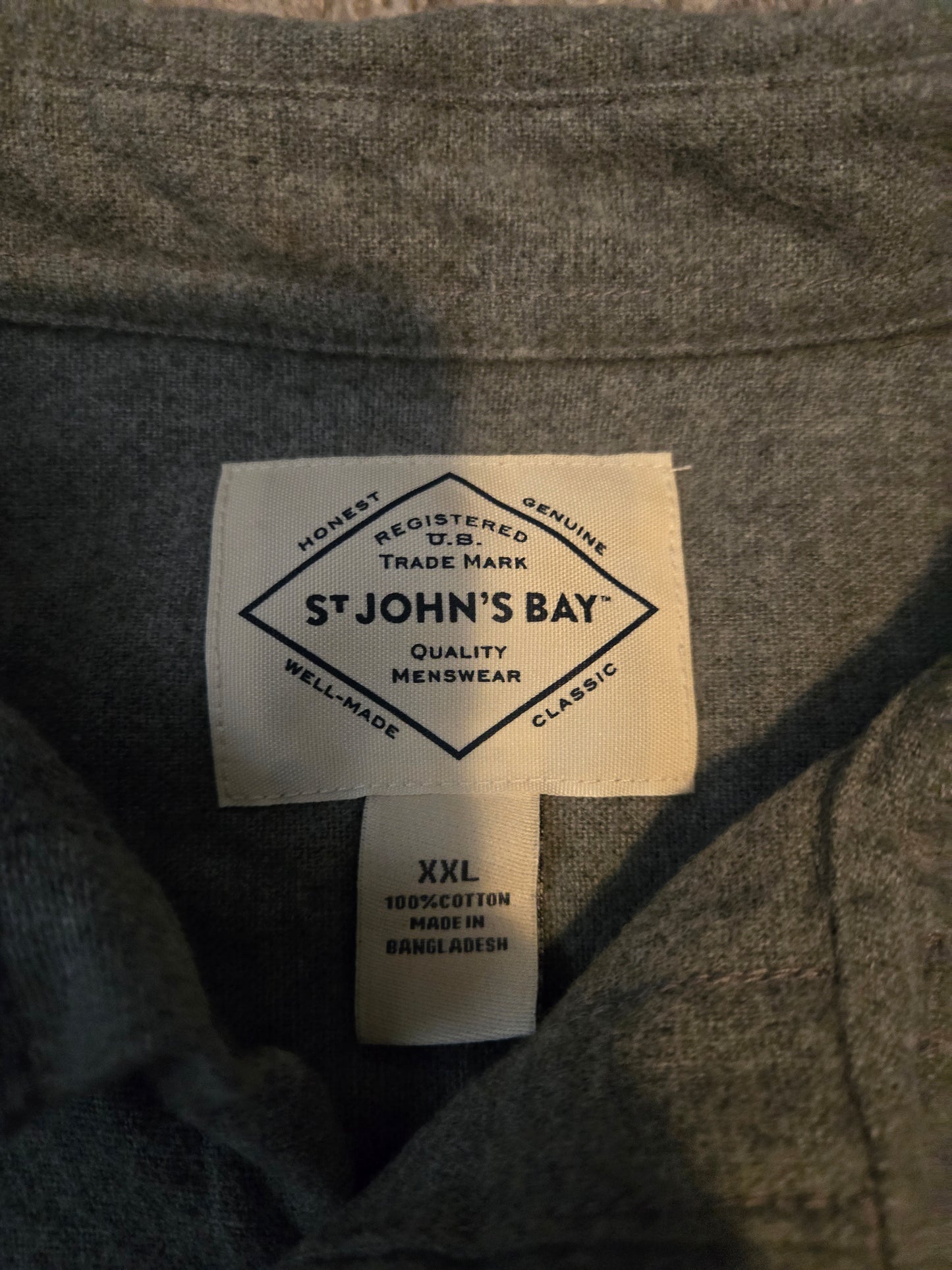 St John's Bay Gray Button Up Long Sleeve Shirt - New with Tags