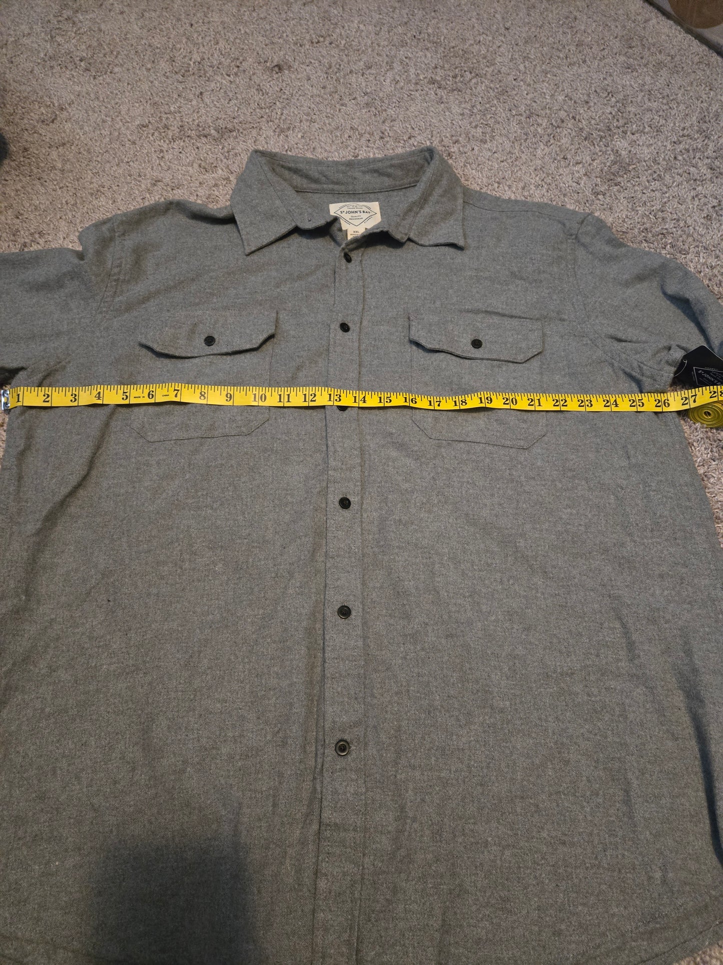 St John's Bay Gray Button Up Long Sleeve Shirt - New with Tags