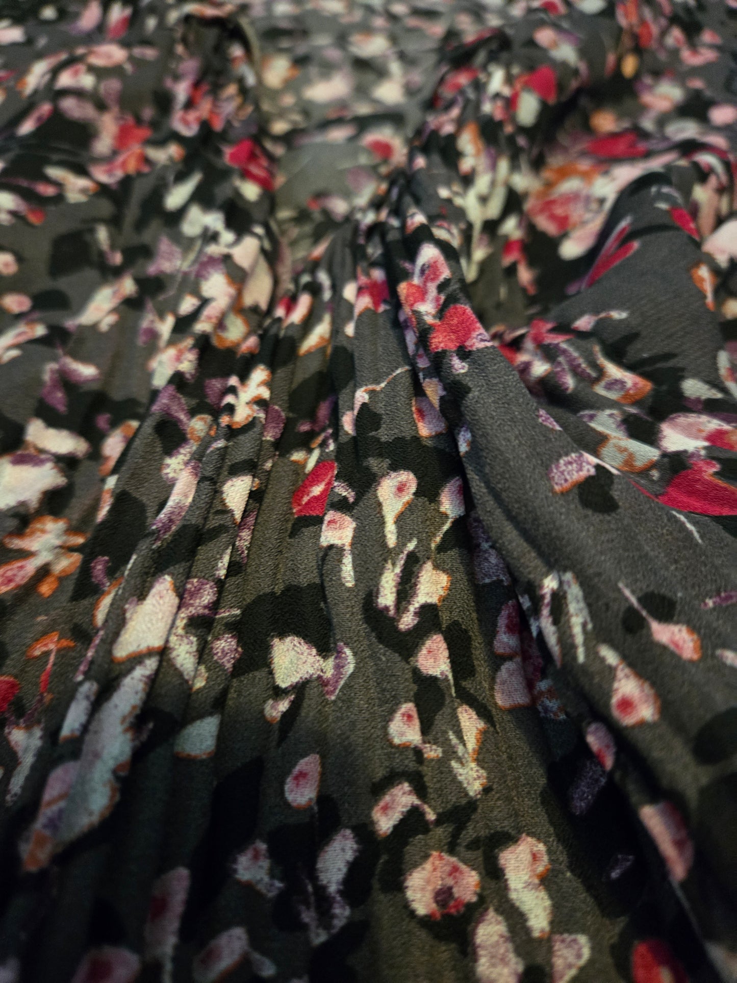 Sag Harbor Floral Print Black and Pink Cardigan - Gently Used