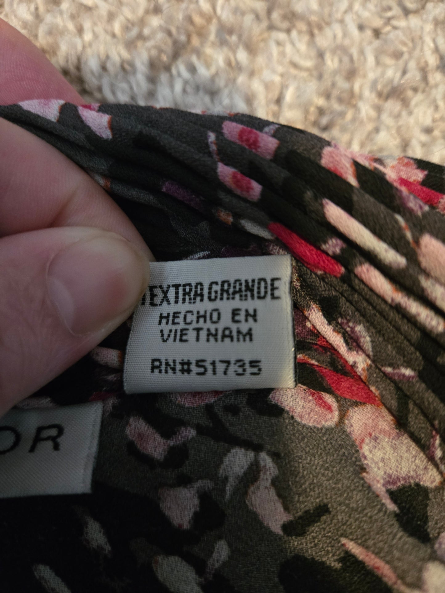 Sag Harbor Floral Print Black and Pink Cardigan - Gently Used