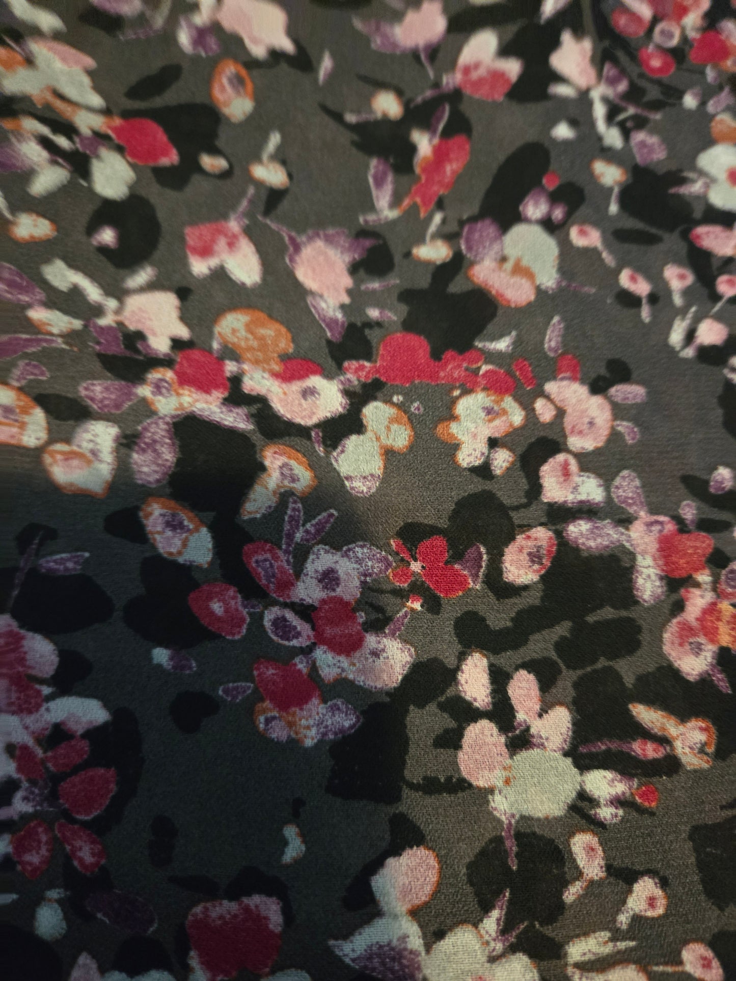 Sag Harbor Floral Print Black and Pink Cardigan - Gently Used