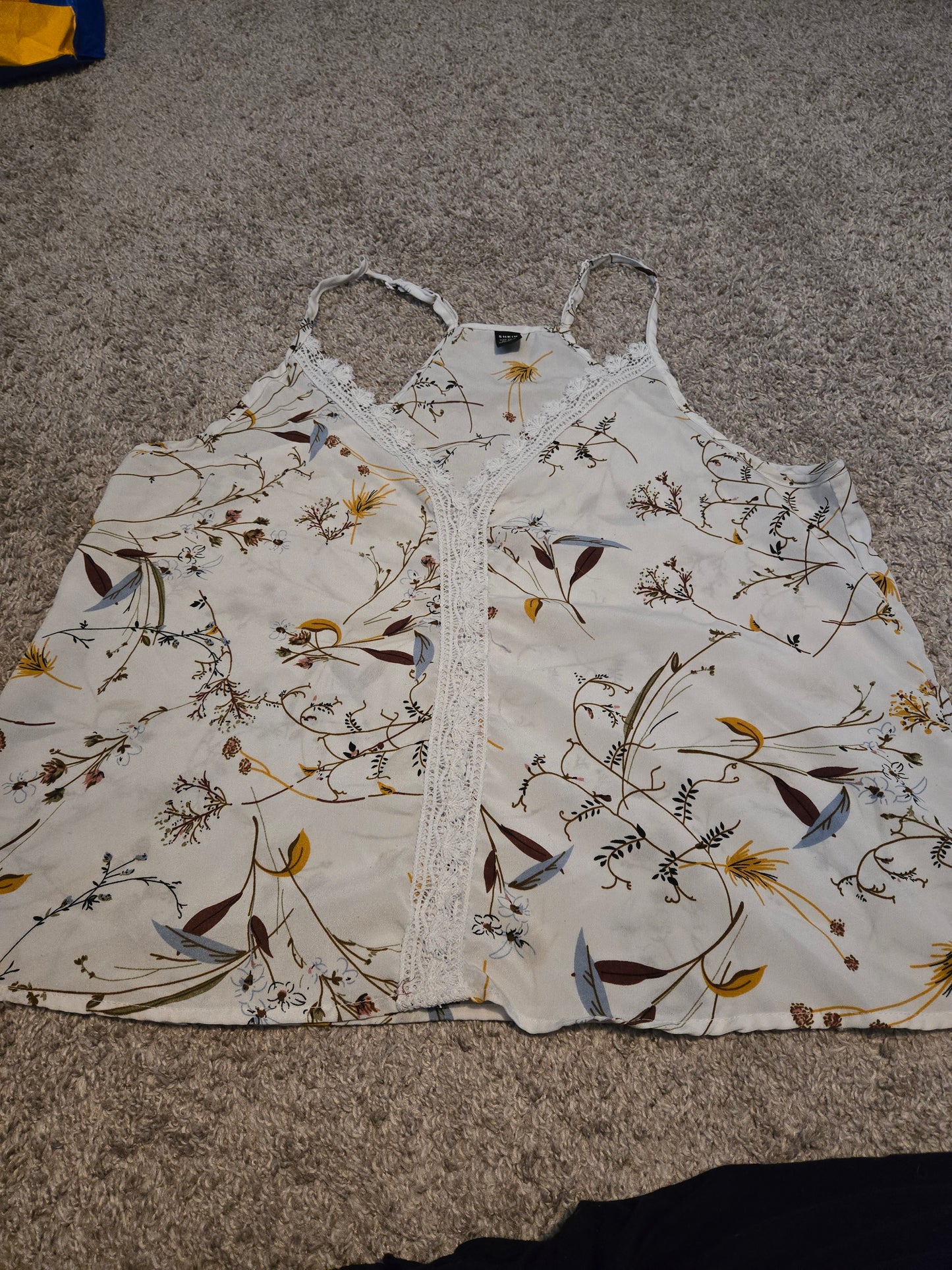 Shein Sleeveless Tank Top Brown and Beige Floral - Gently Used