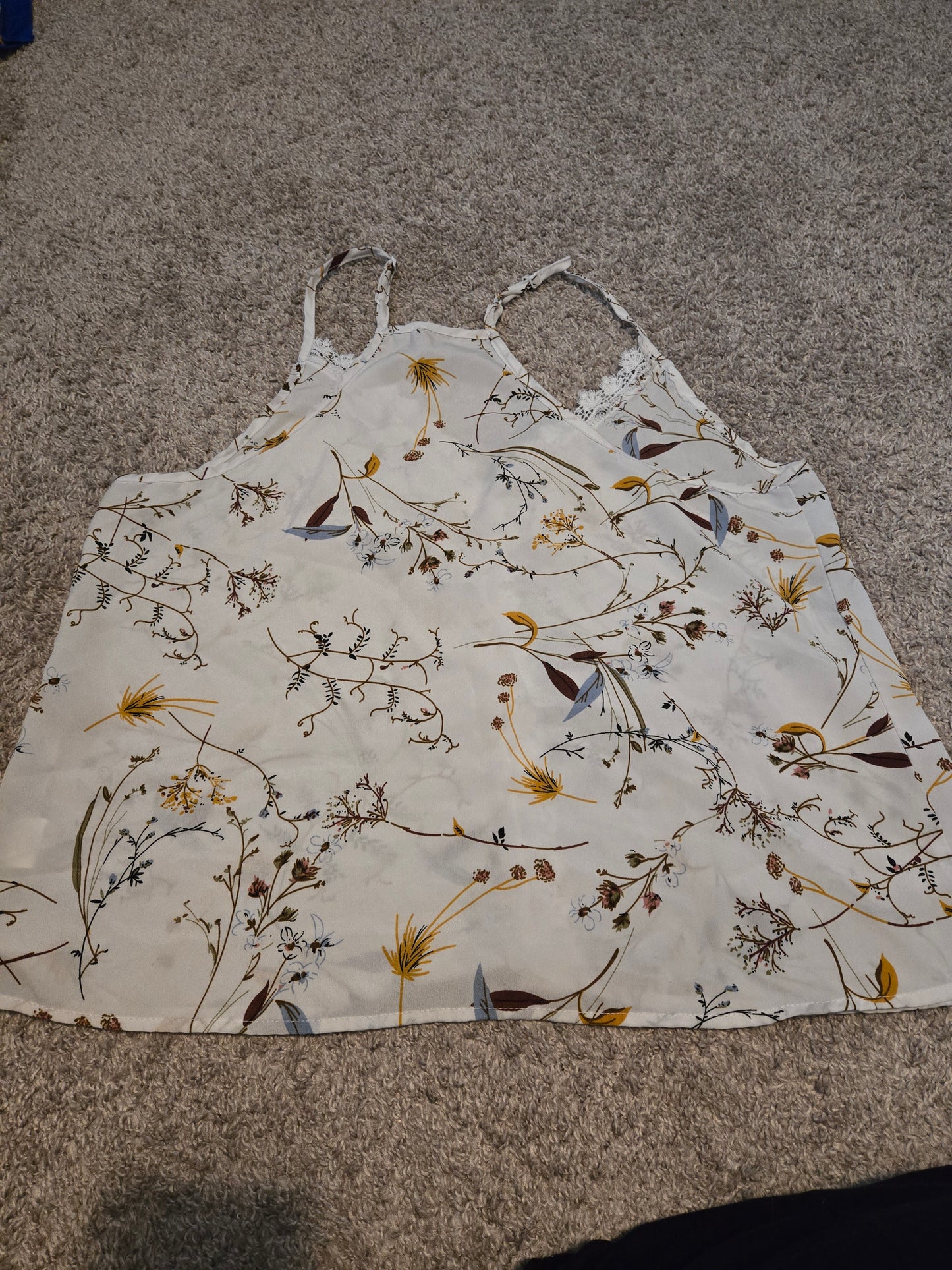 Shein Sleeveless Tank Top Brown and Beige Floral - Gently Used