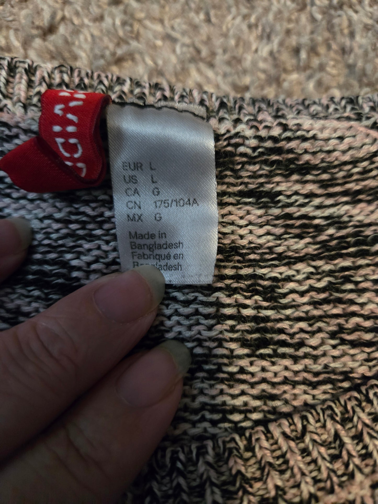 Divided Black, Pink, and Gray Striped Sweater - Gently Used