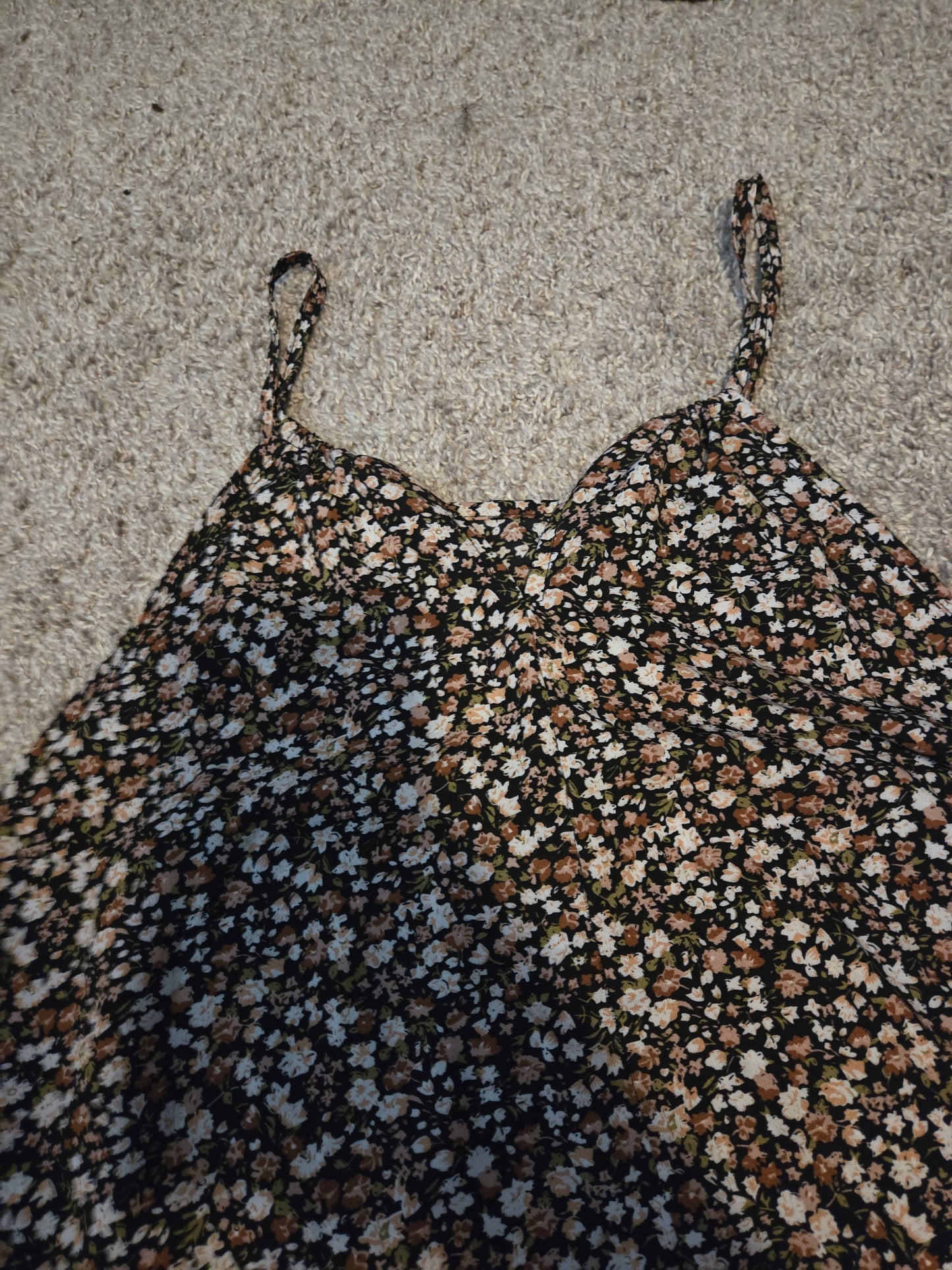 Shein Black and Pink Floral Ruffled Sun Dress - Gently Used