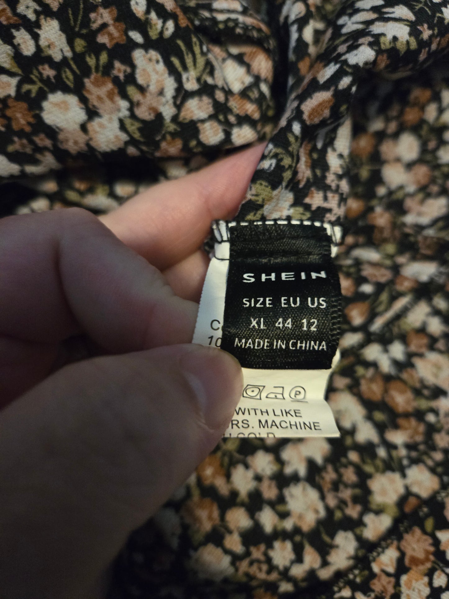 Shein Black and Pink Floral Ruffled Sun Dress - Gently Used