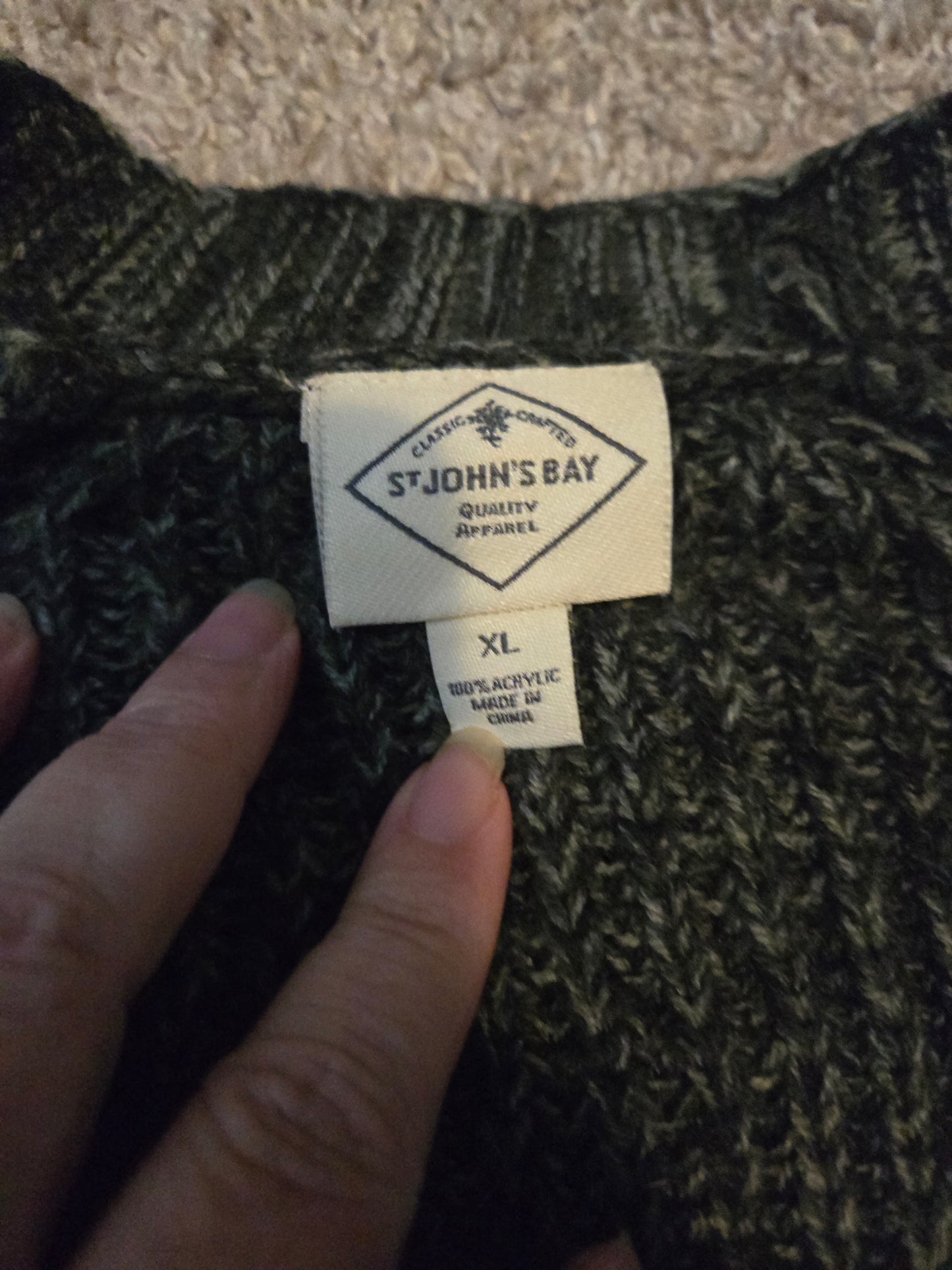 St John's Bay Gray Knit Long Sleeve Cardigan - Gently Used