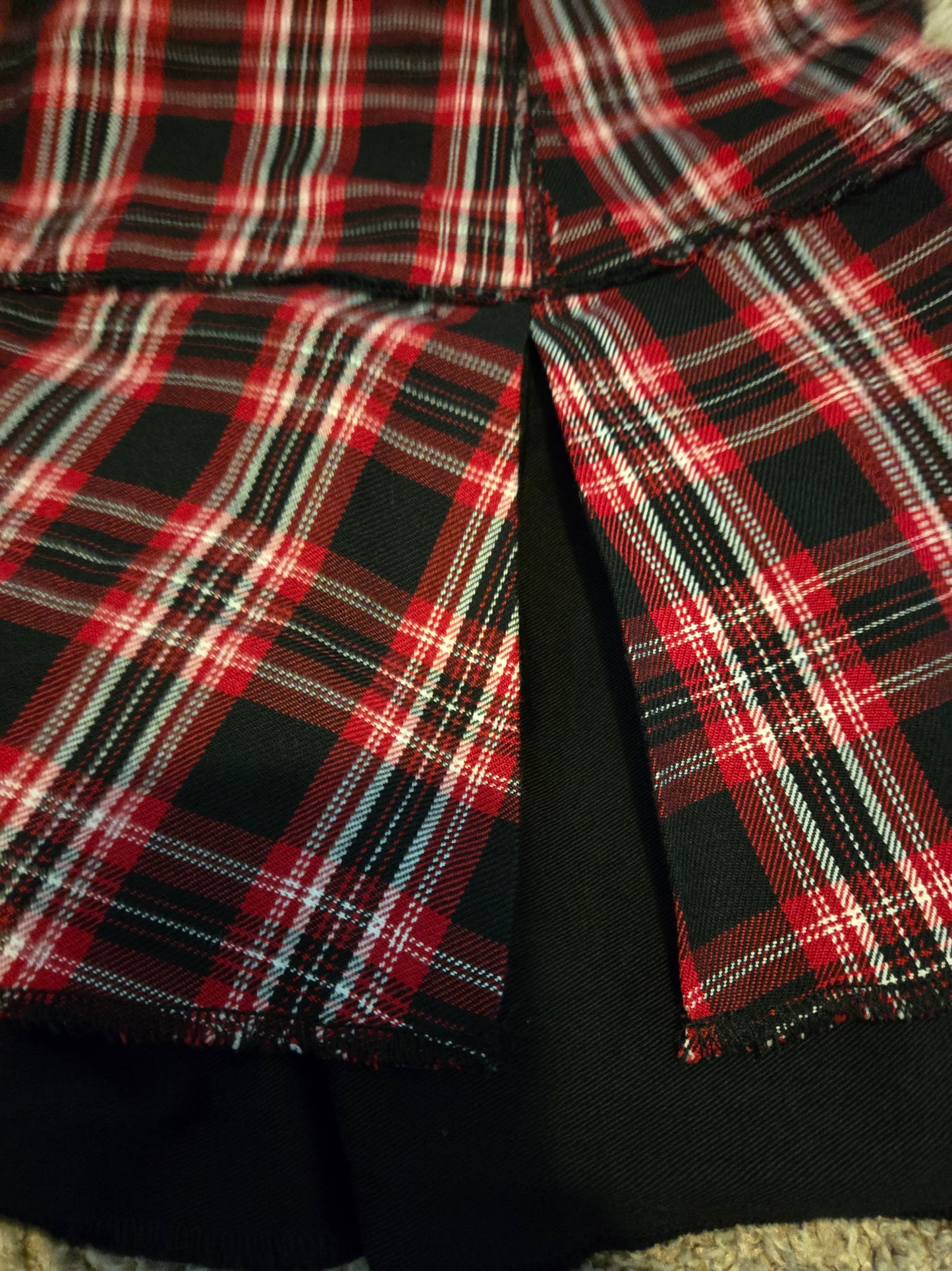 Red and Black Plaid Mini Skirt - Gently Used