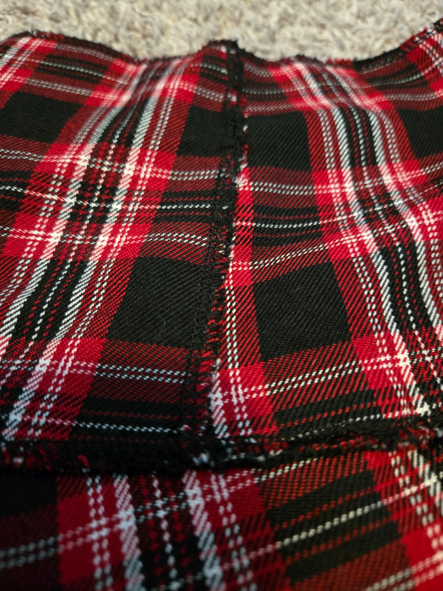 Red and Black Plaid Mini Skirt - Gently Used