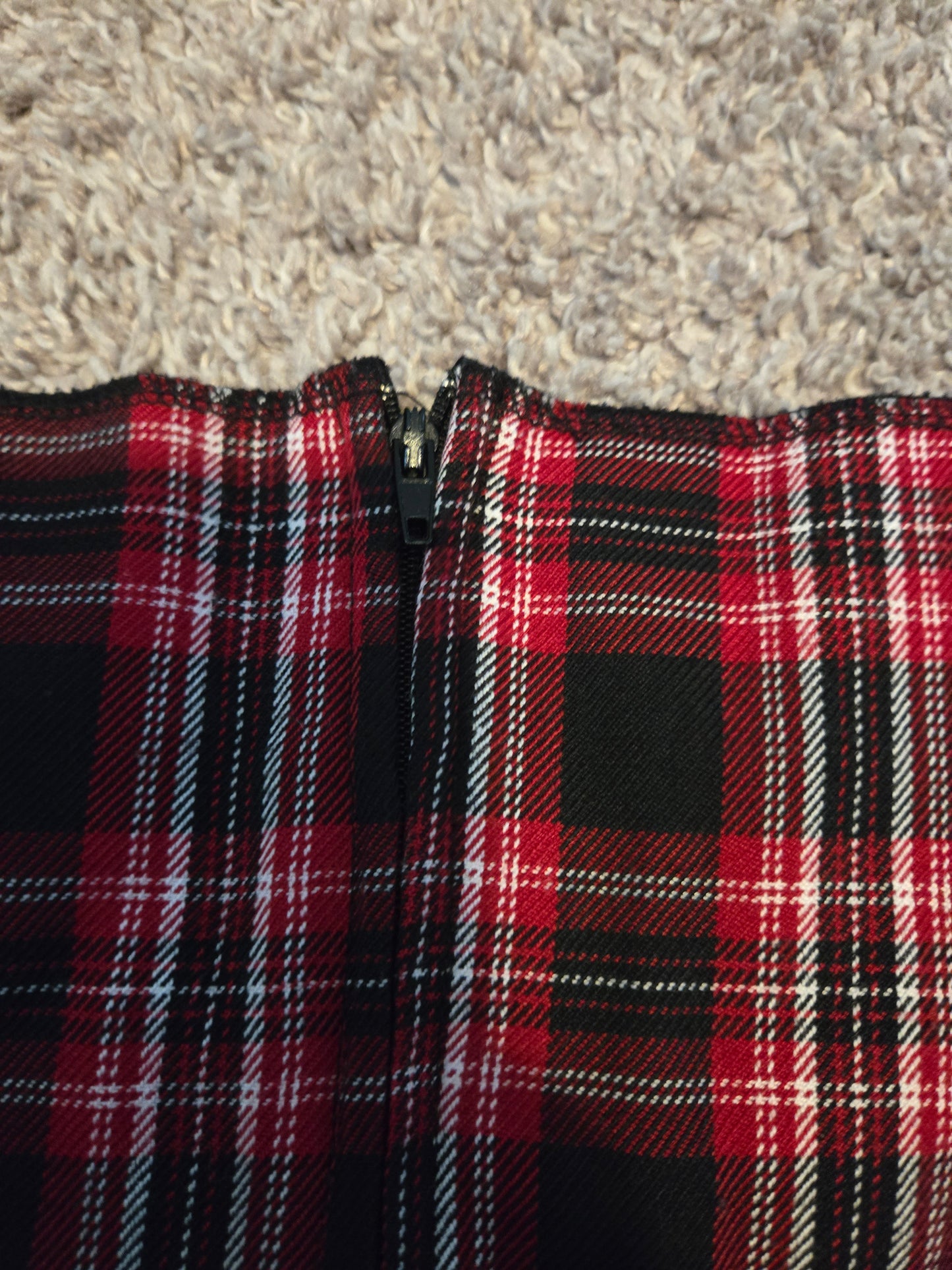 Red and Black Plaid Mini Skirt - Gently Used
