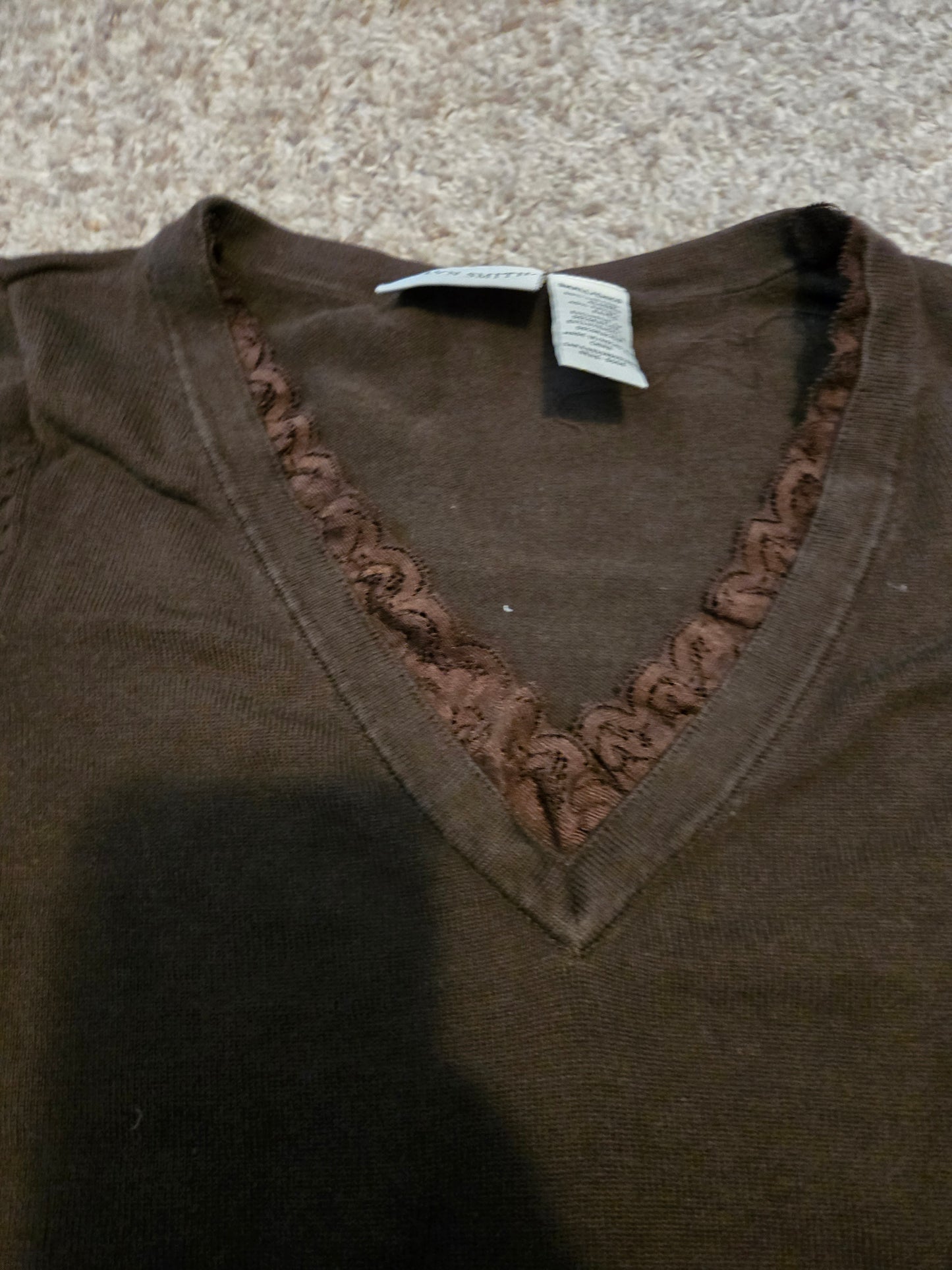 Jacqueline Smith Brown Tight Knit Long Sleeve Shirt - Gently Used