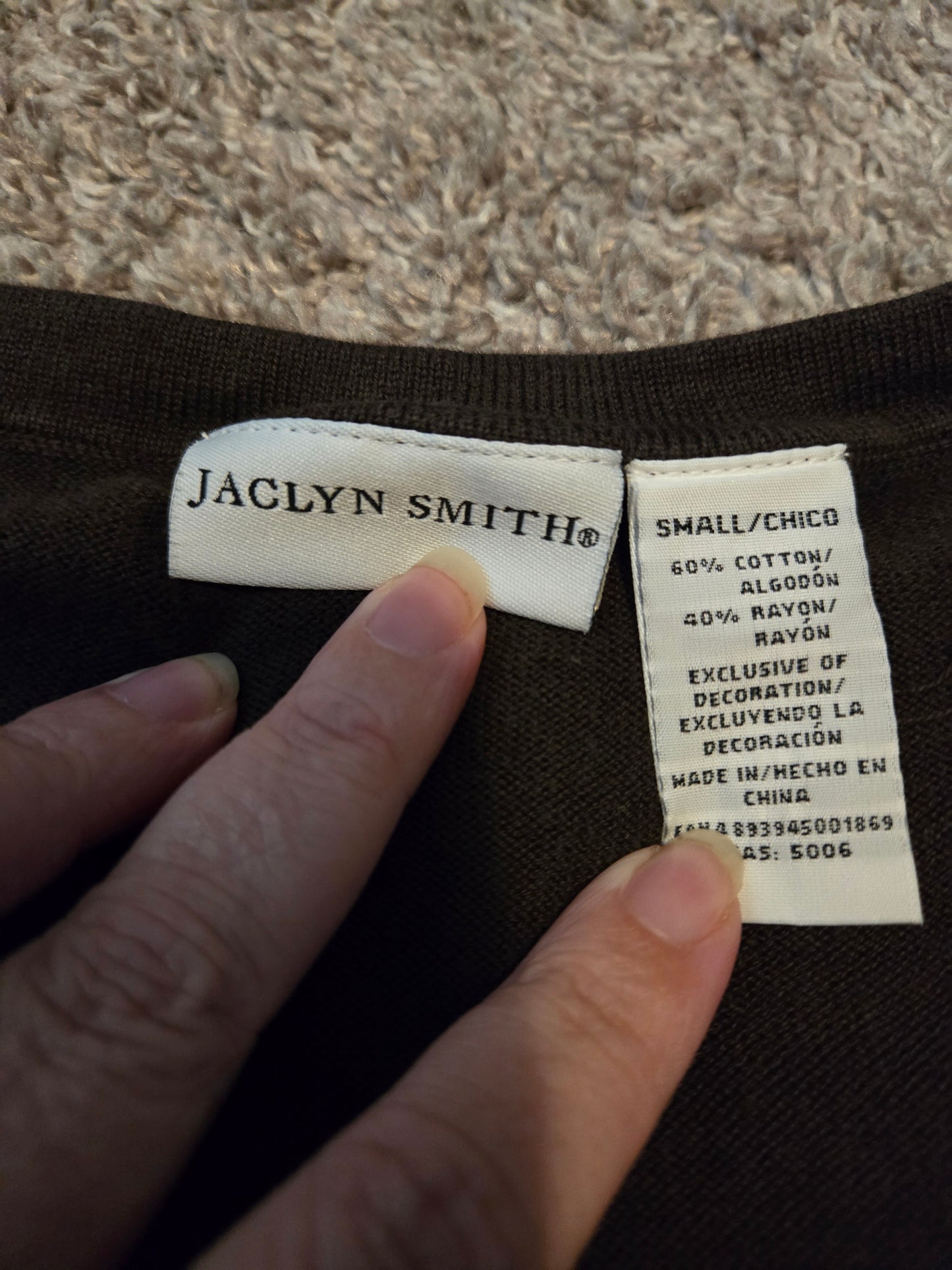 Jacqueline Smith Brown Tight Knit Long Sleeve Shirt - Gently Used