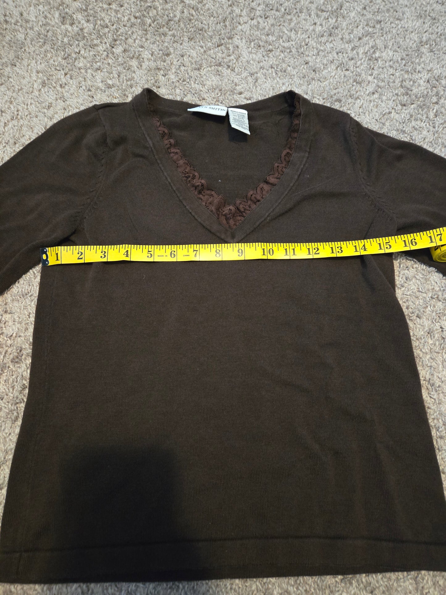 Jacqueline Smith Brown Tight Knit Long Sleeve Shirt - Gently Used