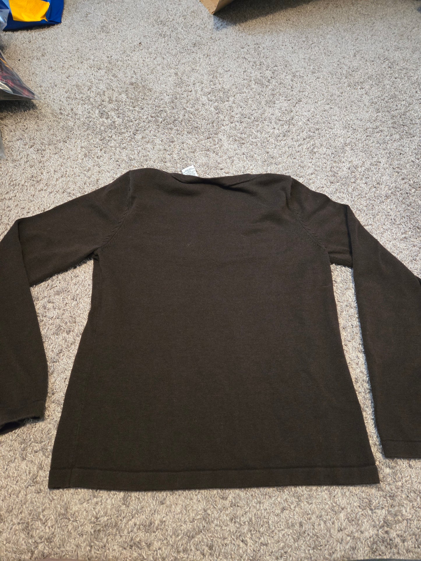 Jacqueline Smith Brown Tight Knit Long Sleeve Shirt - Gently Used