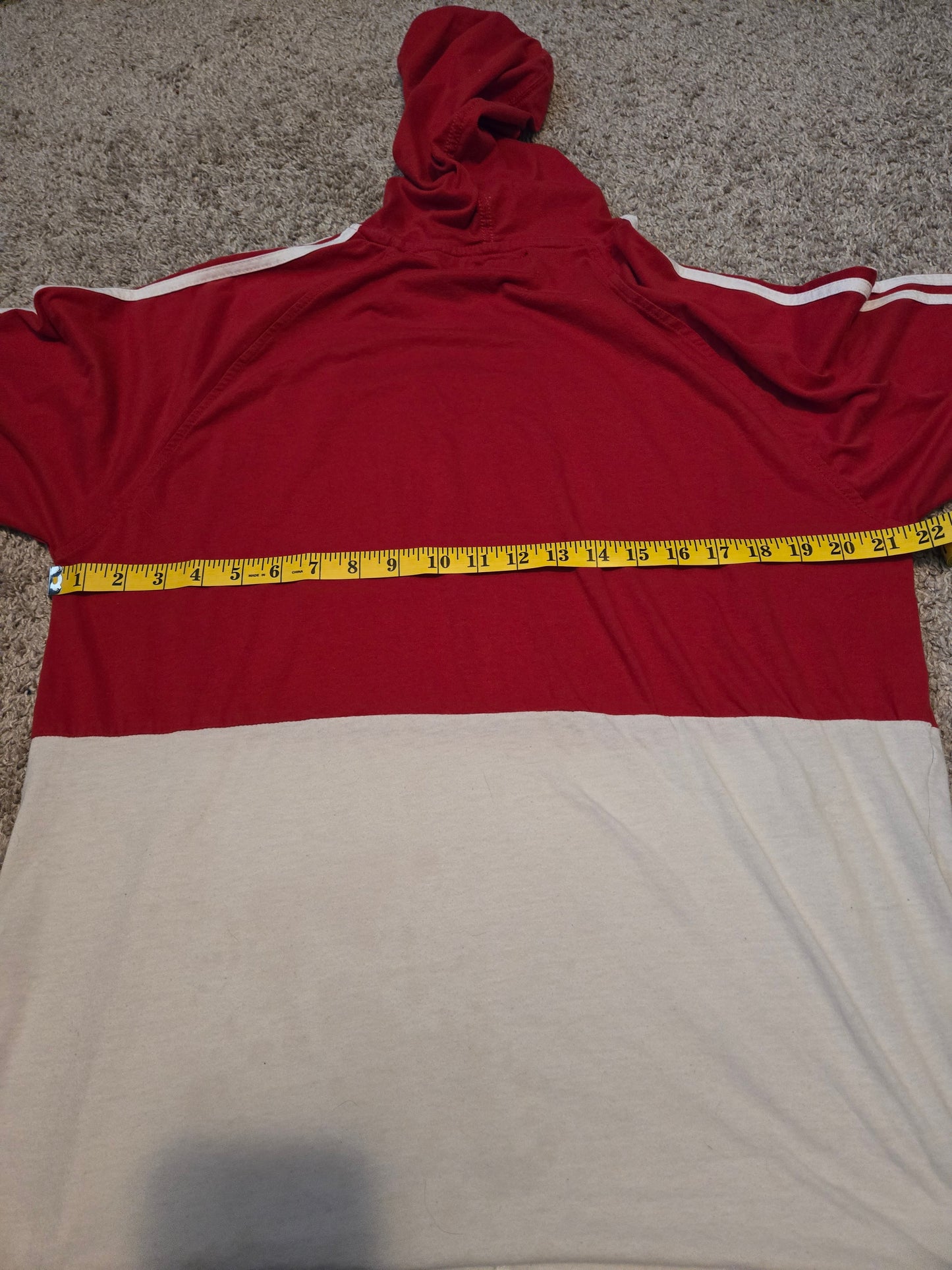 Carbon Savage Red and White Short Sleeve Hoodie