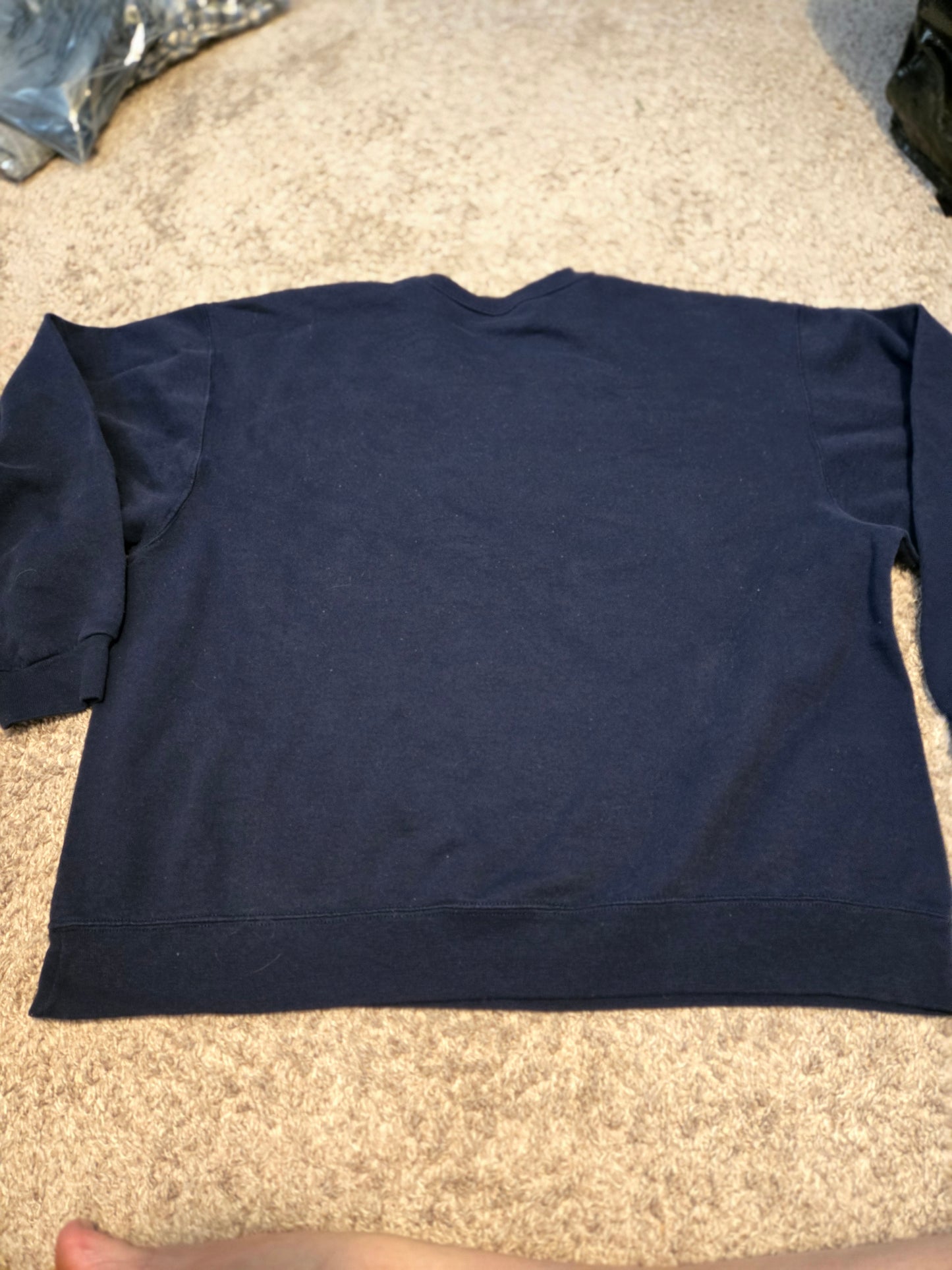Navy Blue Long Sleeve Pullover Sweatshirt