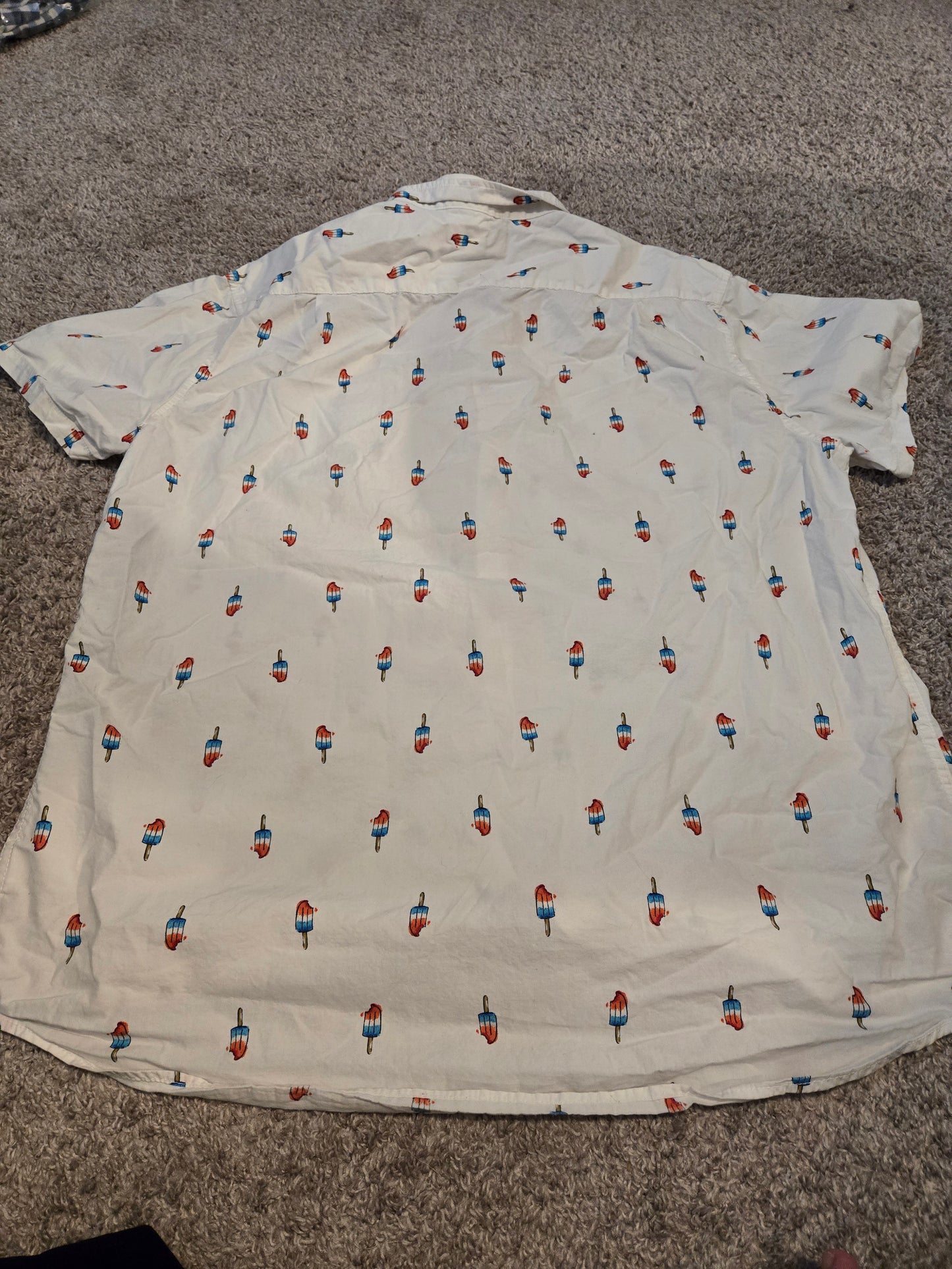 Aeropostle White Popsicle Short Sleeve Button Up Shirt