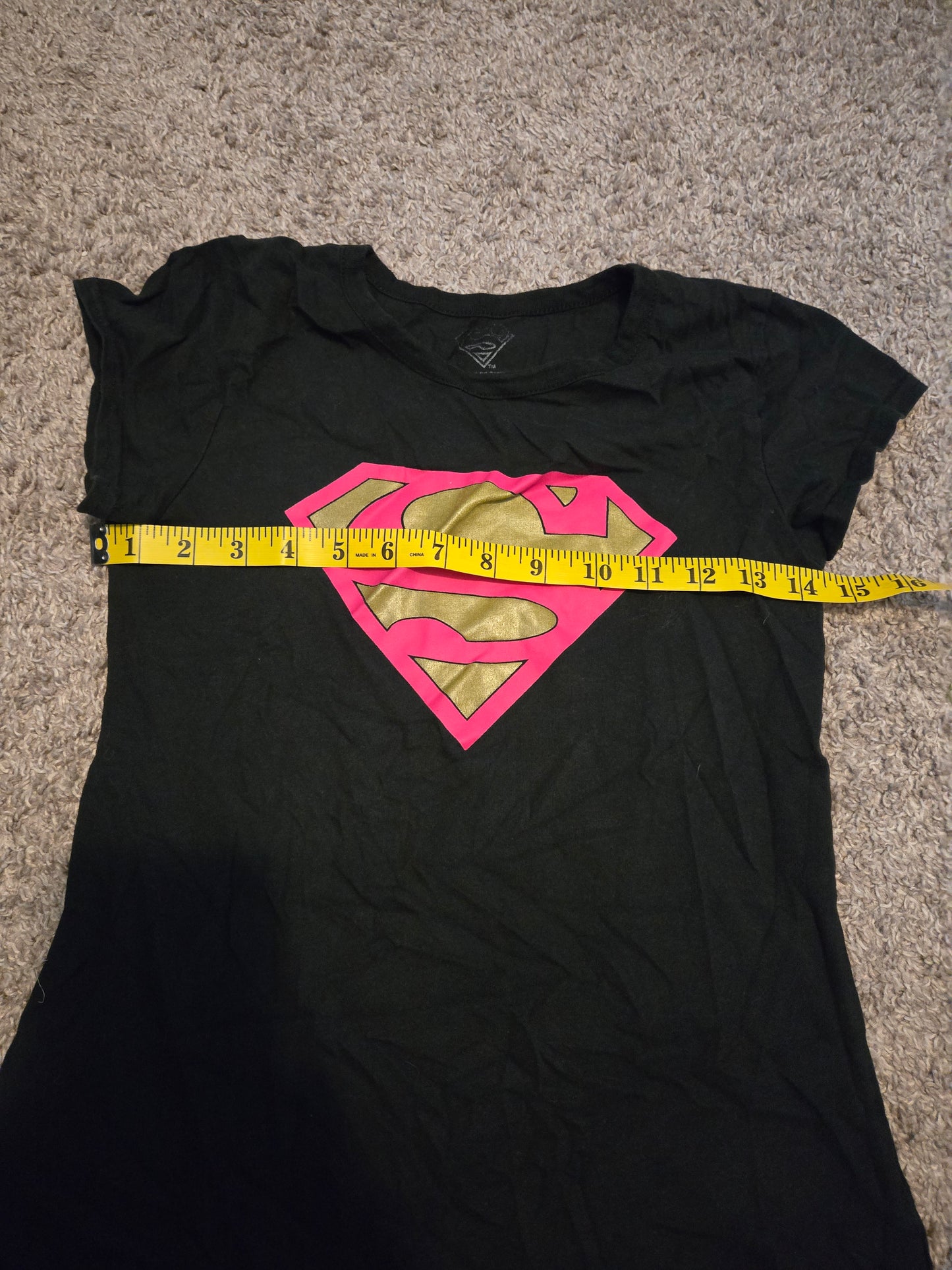 Super Person Black Short Sleeve TShirt XL (14-16)
