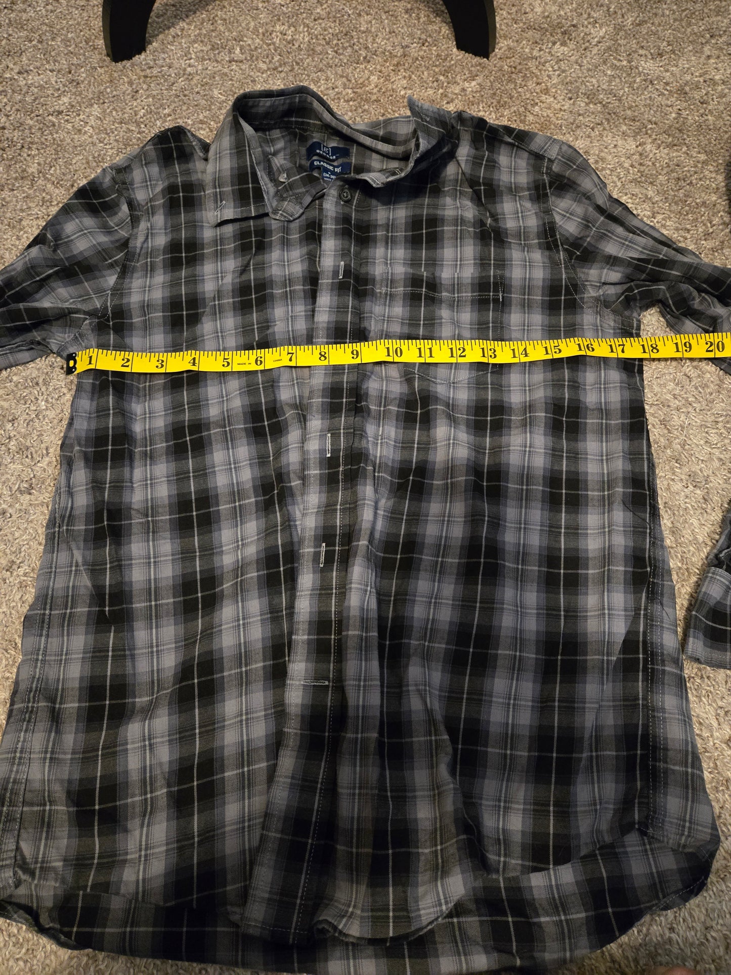 George Men's Blue Color Relaxed Fit Button-up Long Sleeve Shirt Small