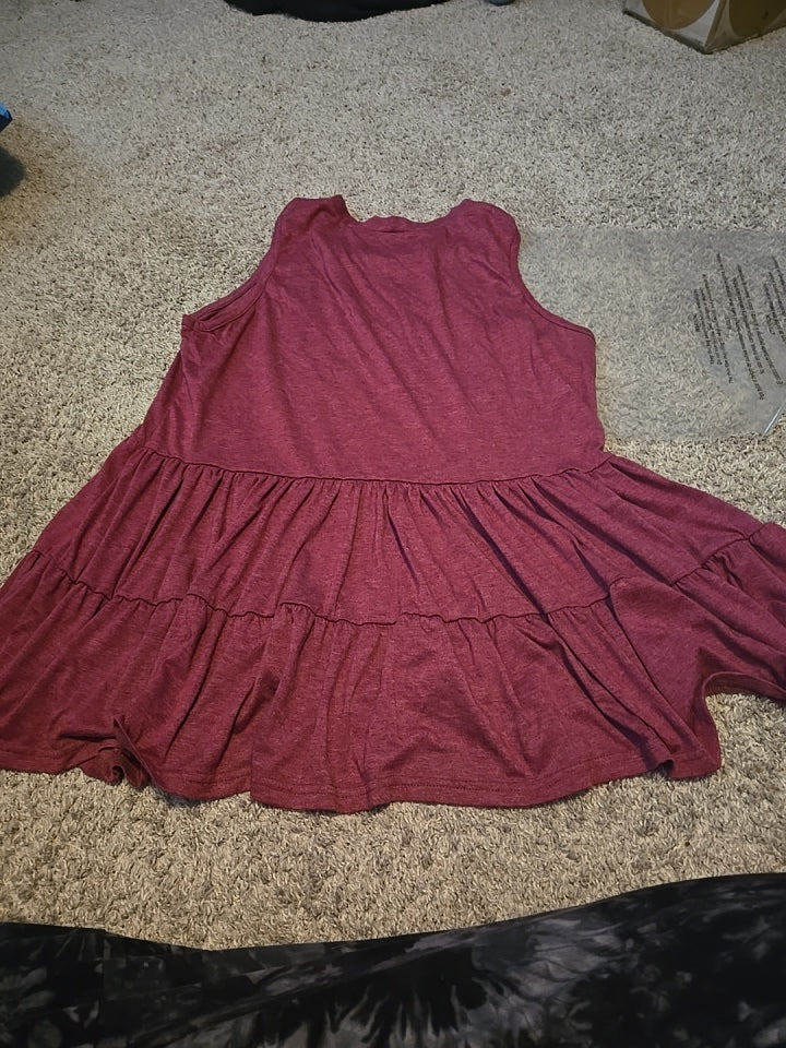 Pink Tank Top Ruffled Hem Shirt - Gently Used