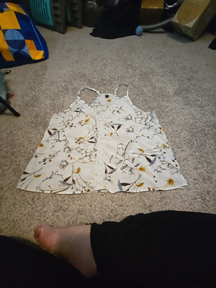 Shein Sleeveless Tank Top Brown and Beige Floral - Gently Used