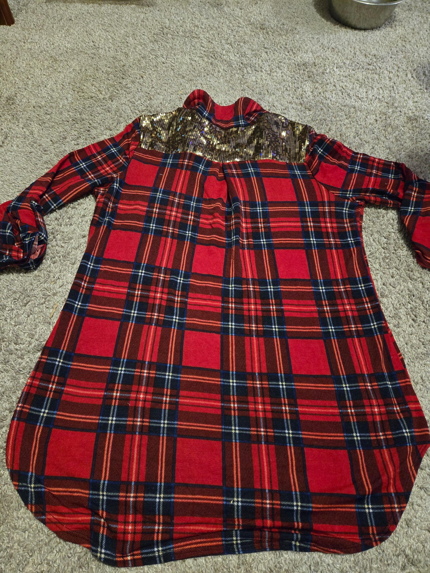 Red Plaid 3/4 Sleeve Unbranded Shirt