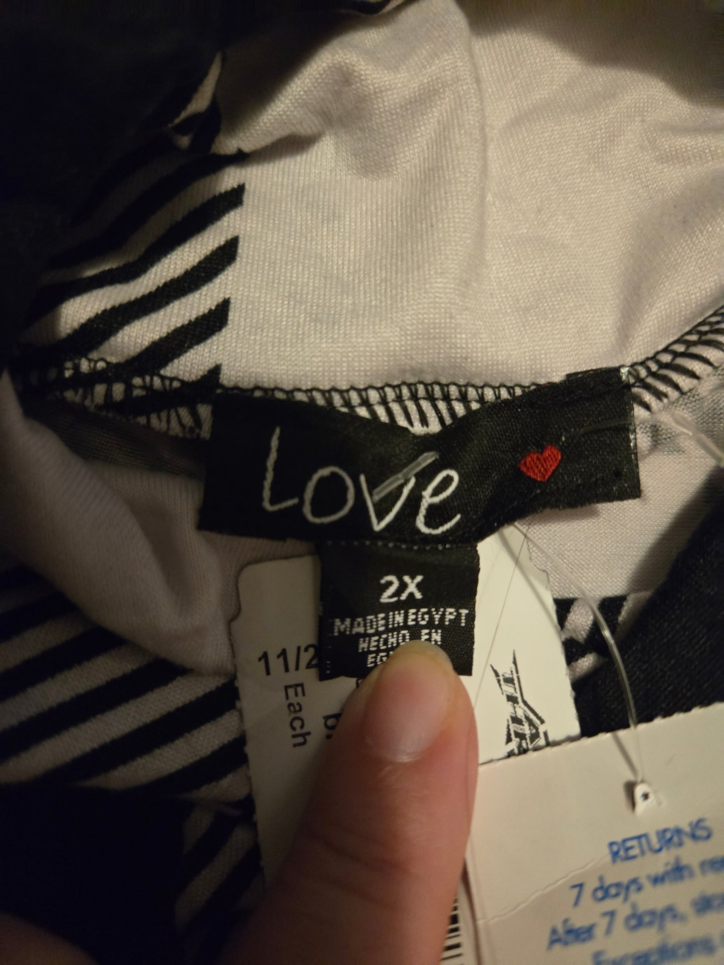 Love Black and White Plaid Long Sleeve Shirt NWT