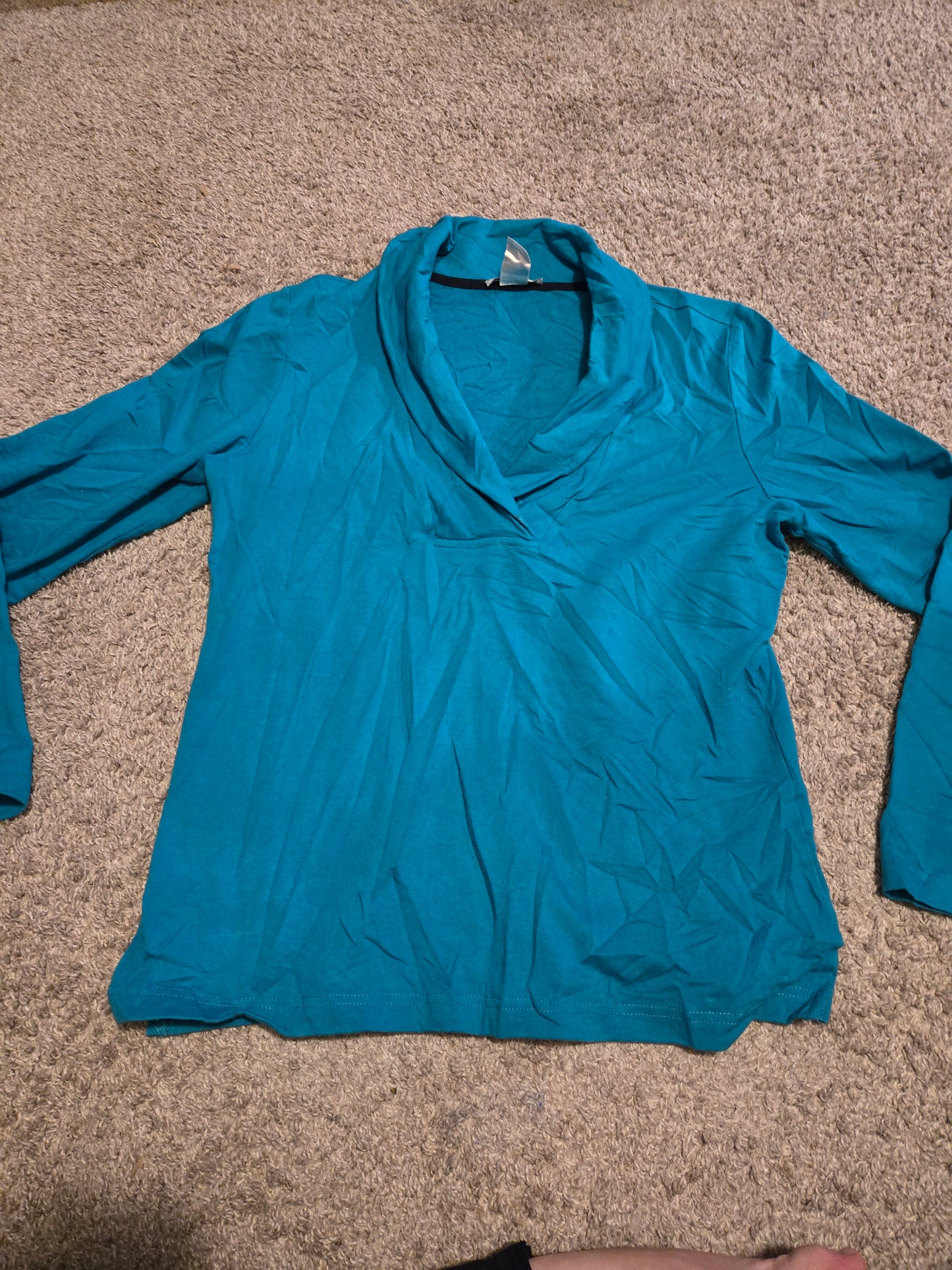 Rebecca Malone Blue V Neck Long Sleeve Shirt Medium
