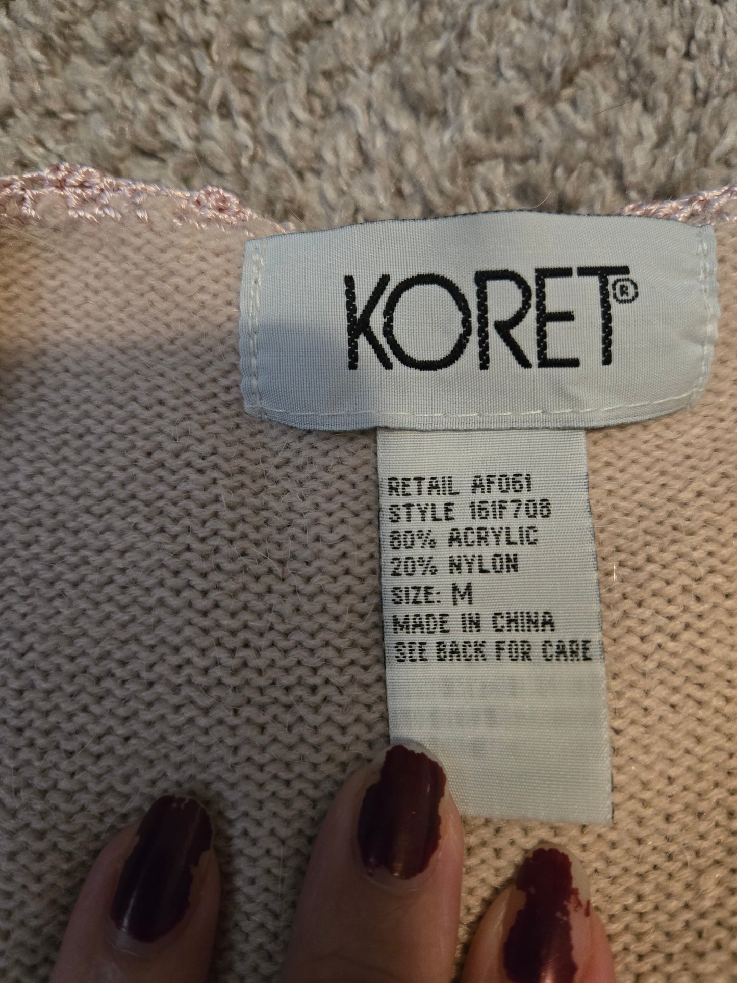 KORET Vest Knit Purple Medium Acrylic Blend With Purple Floral Embroidery
