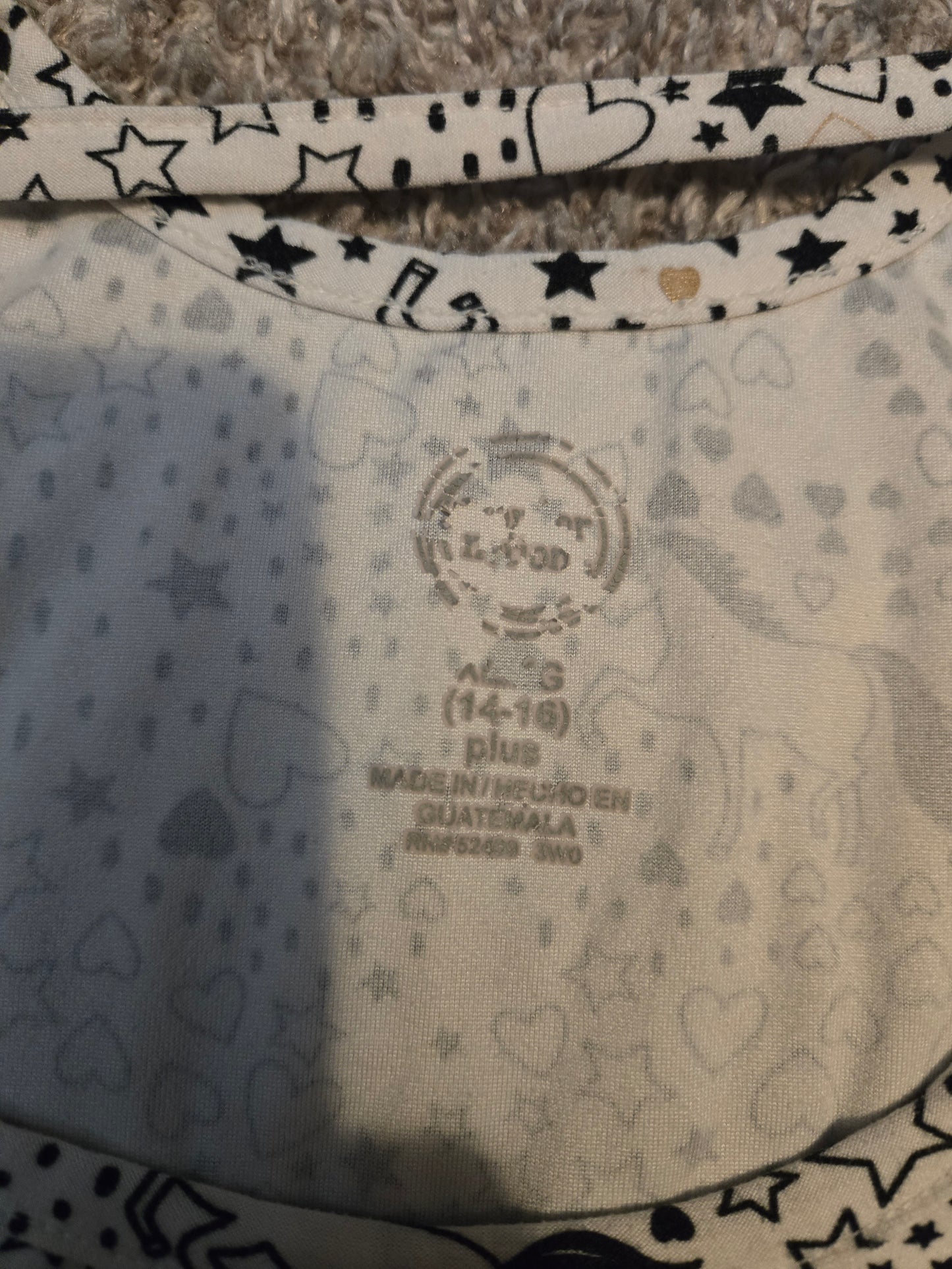 Wonder Nation Girls Unicorn Shirt Black White XLarge 14-16