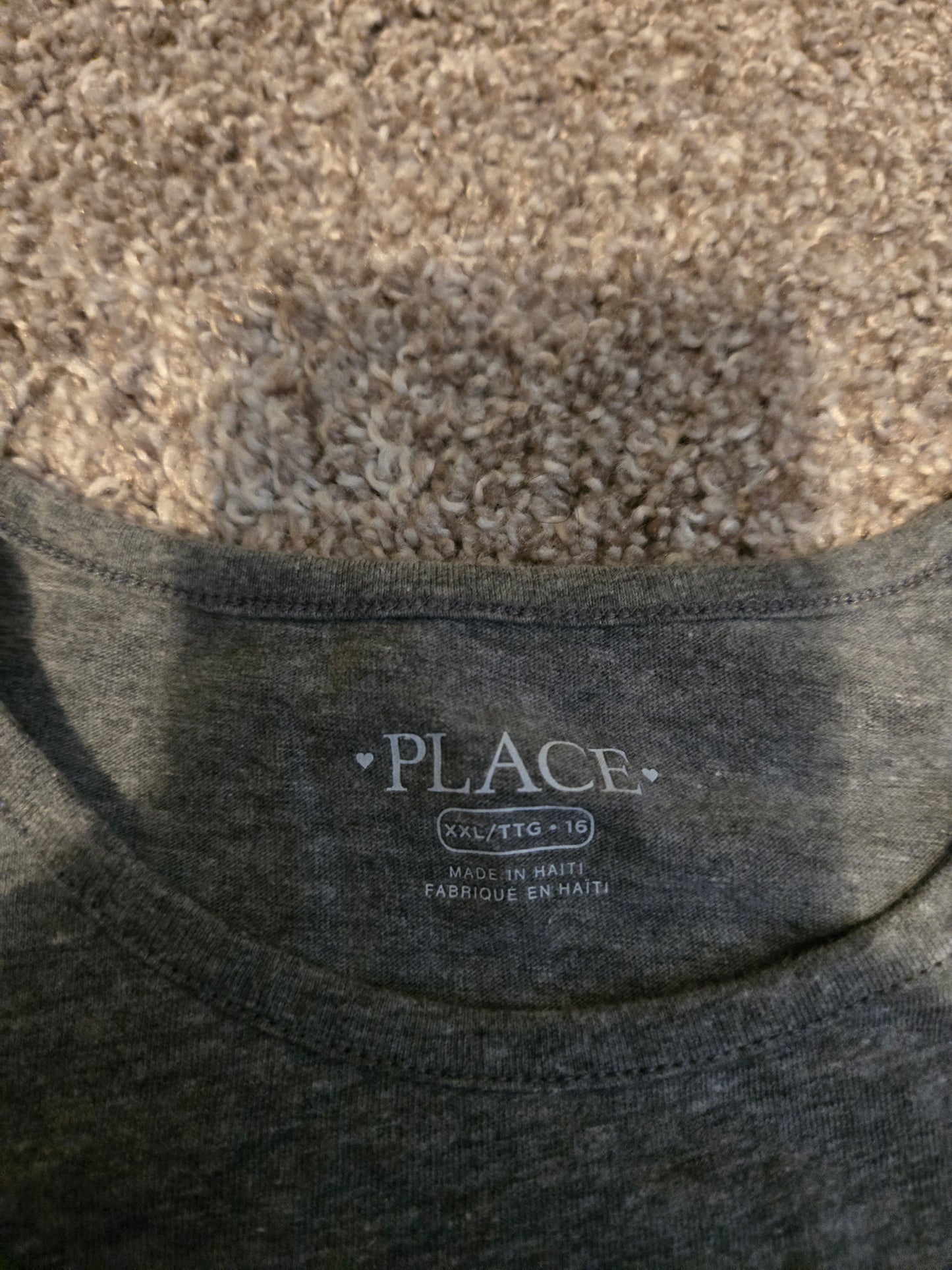 PLACE Kids Long Sleeve Shirt Sz 2XL 16 Heather Gray