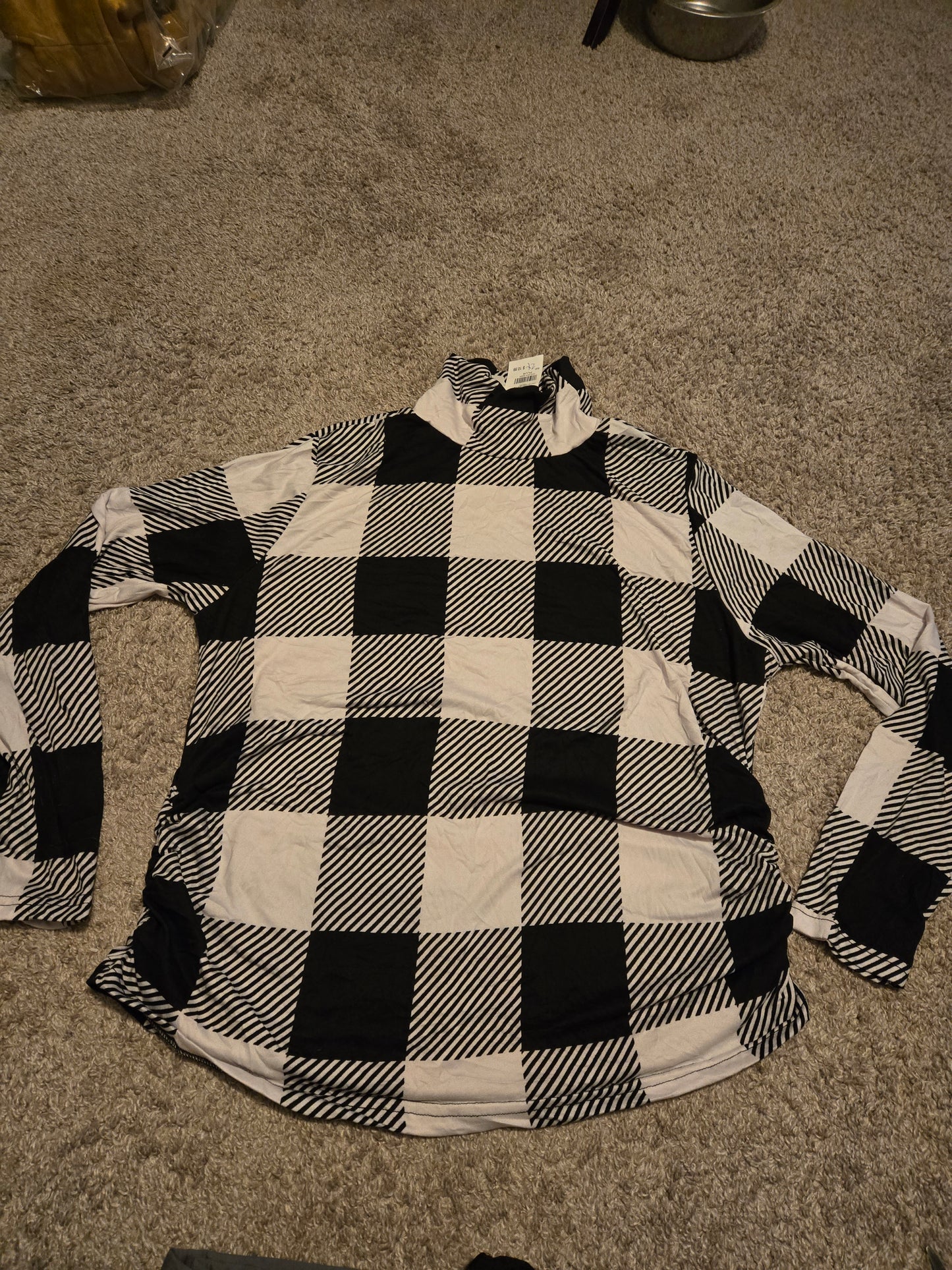 Love Black and White Plaid Long Sleeve Shirt NWT
