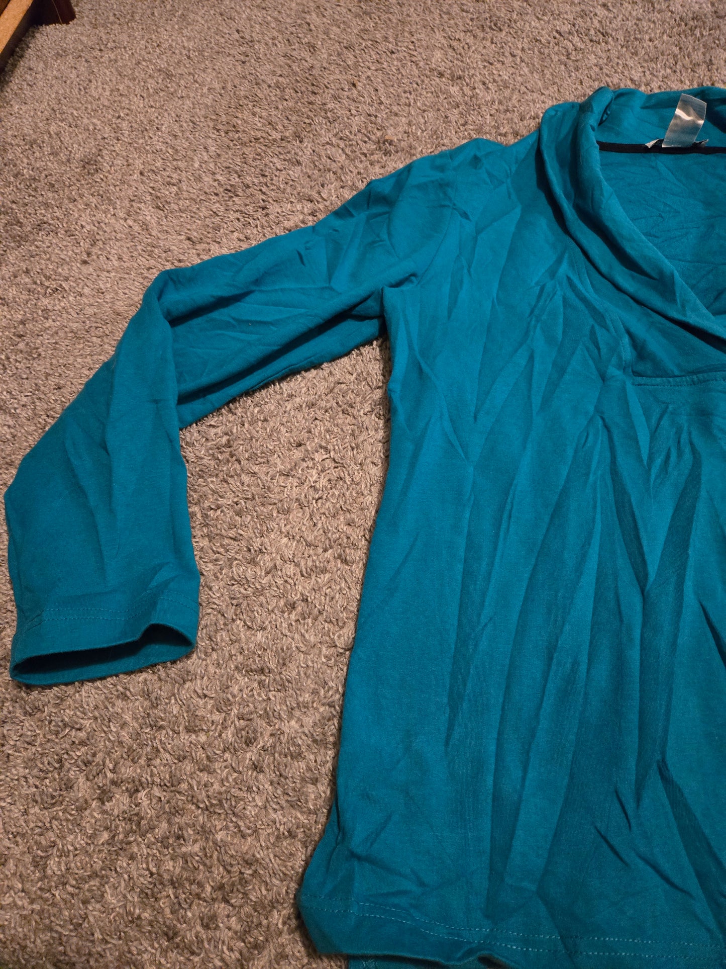 Rebecca Malone Blue V Neck Long Sleeve Shirt Medium
