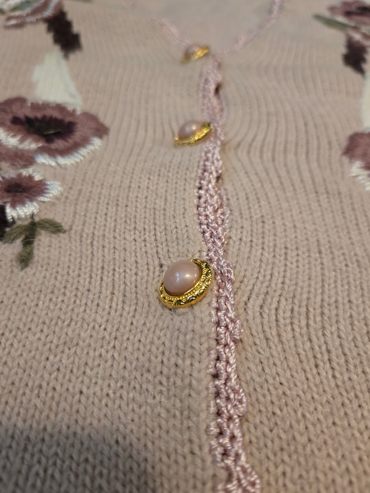 KORET Vest Knit Purple Medium Acrylic Blend With Purple Floral Embroidery
